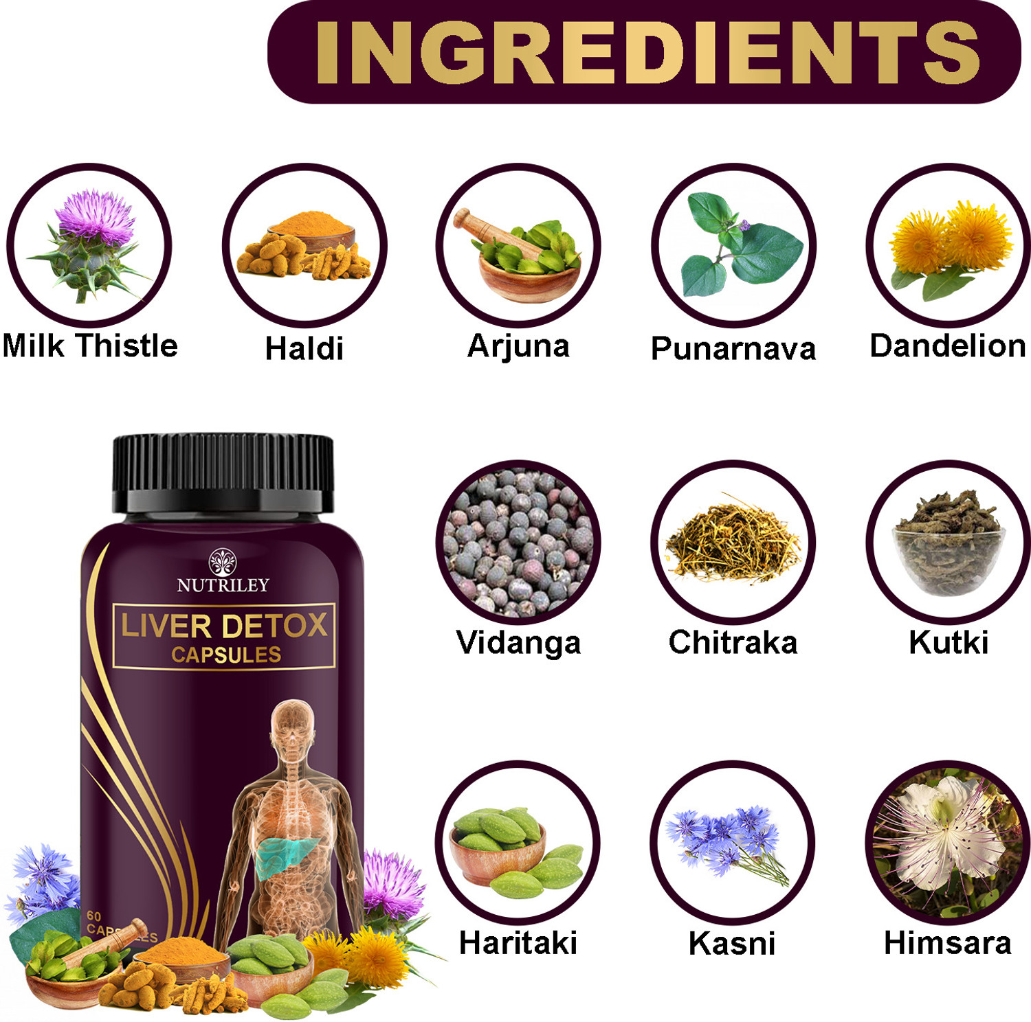Image of NUTRILEY Liver Detox Ayurvedic Tablets | With Milk Thistle Extract | For Women & Men