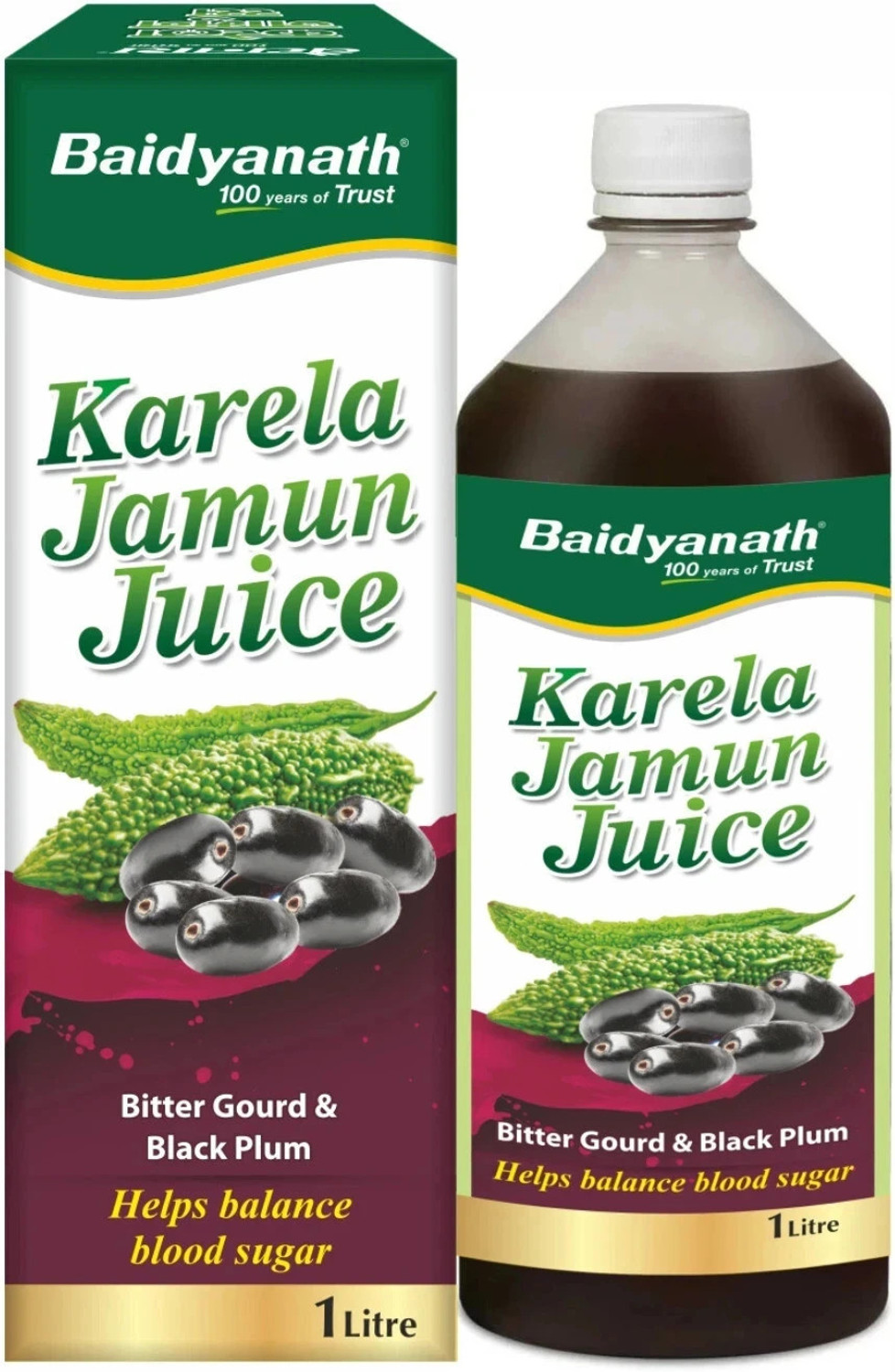 Image of Baidyanath Karela Jamun Juice 1L | Natural Remedy For Blood Sugar Management |Helps in Reducing the Bad Cholesterol Levels & Improves overall Health and Wellness