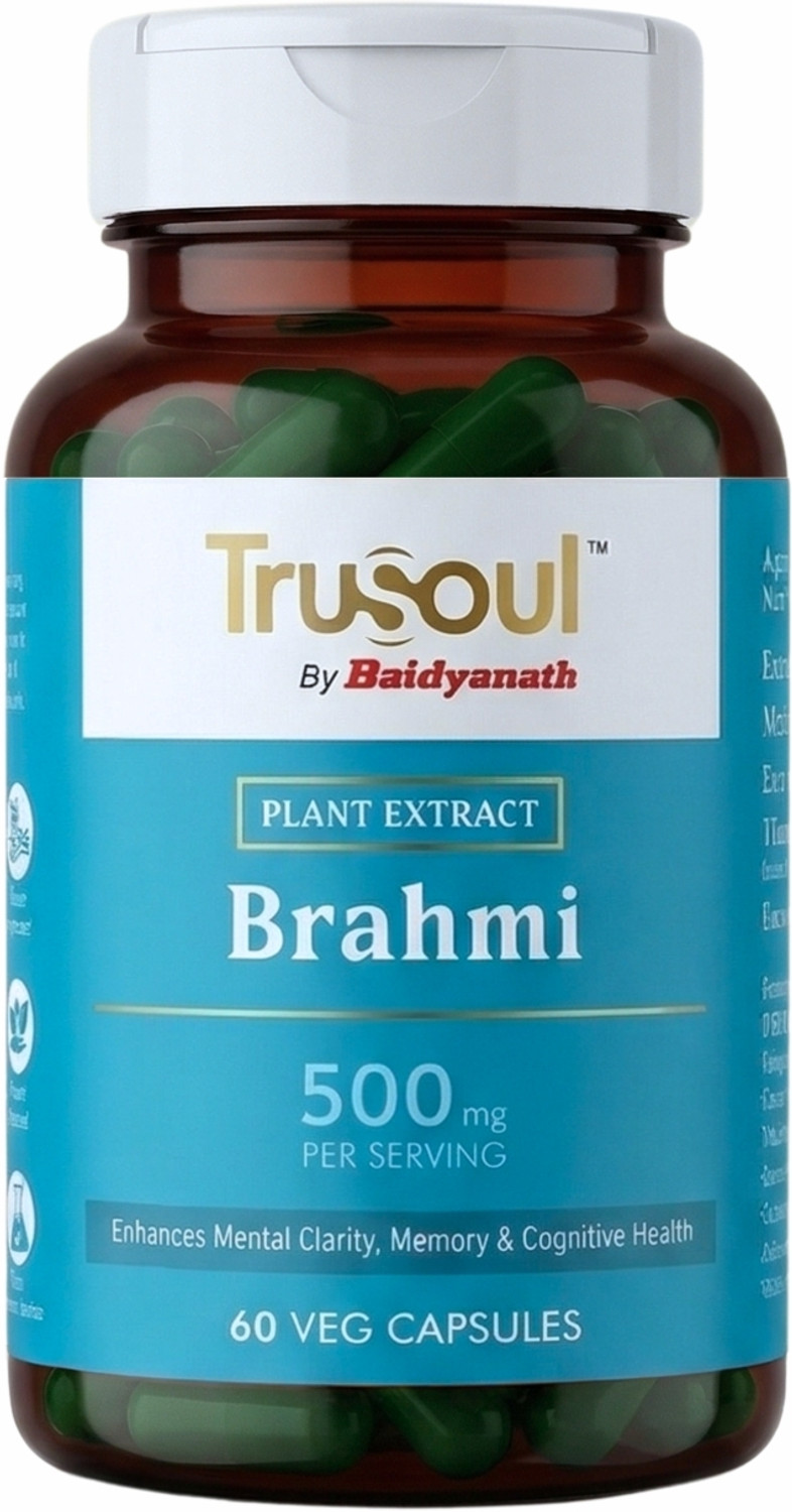 Image of Trusoul Brahmi Capsule - 500mg | Helps Enhance Mental Clarity, Memory & Cognitive Health