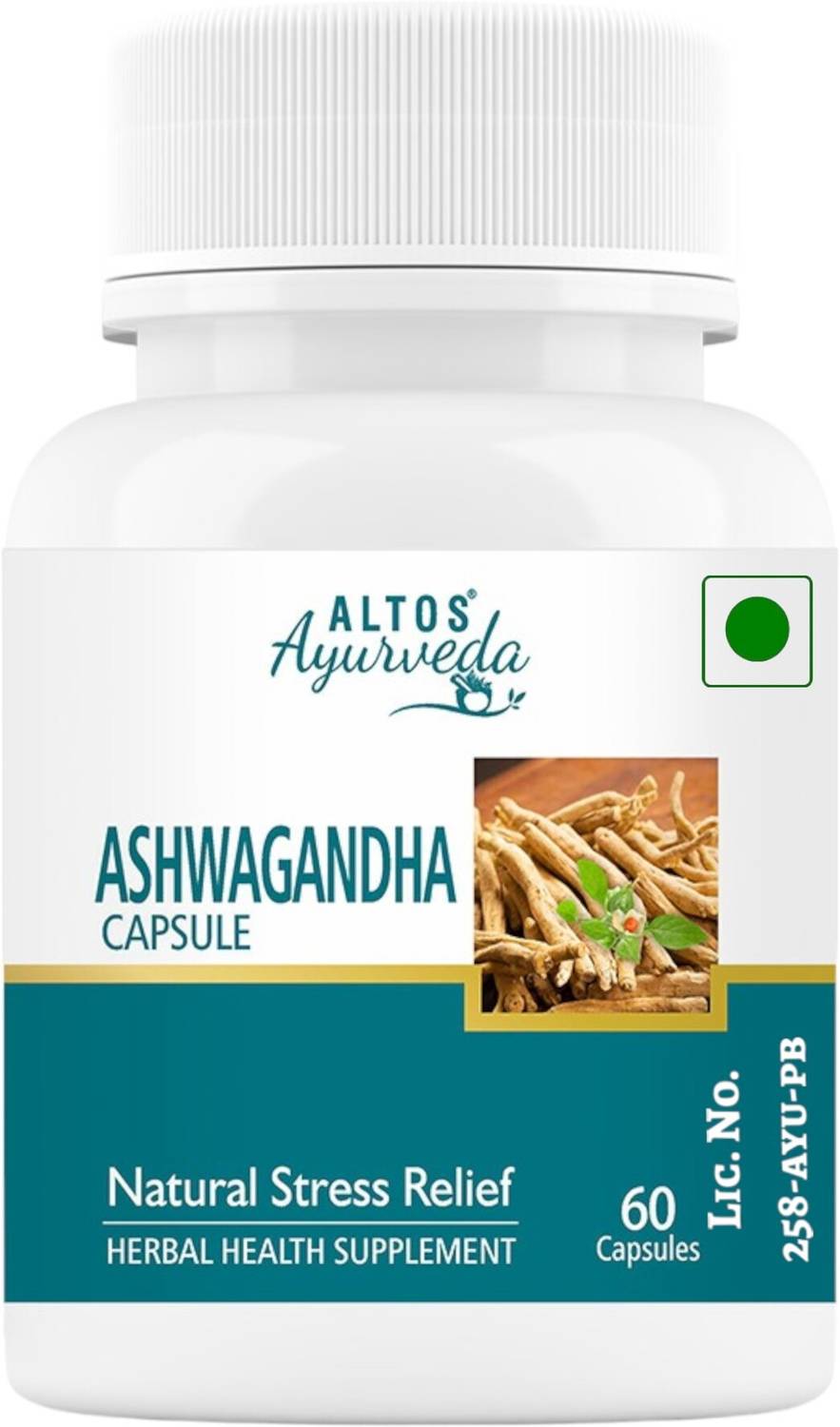 ALTOS Ayurveda Ashwagandha Capsules | Herbal Stress Relief & Immunity Booster, 60 Caps