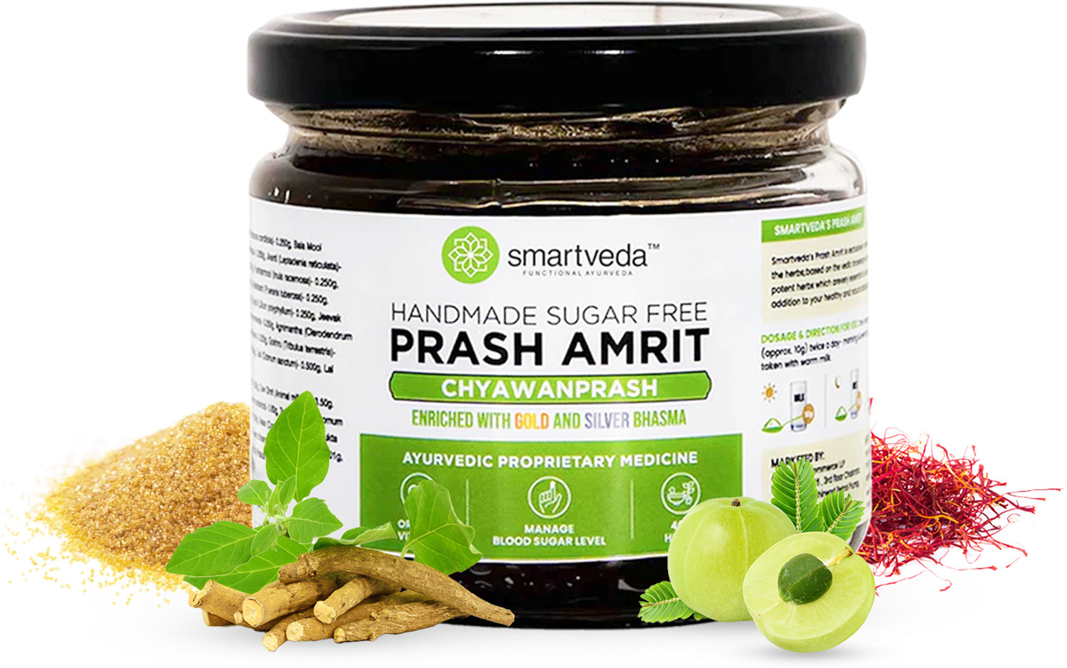Image of Smartveda Prash Amrit-Sugar Free Chyawanprash 250g* 2, For All Age, Immunity Booster