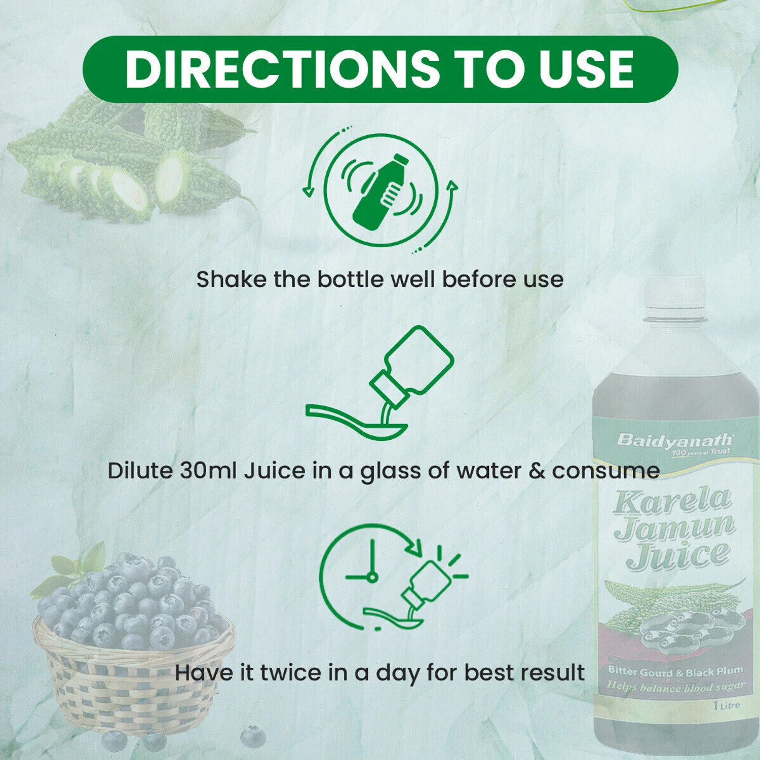 Image of Baidyanath Karela Jamun Juice 1L | Natural Remedy For Blood Sugar Management |Helps in Reducing the Bad Cholesterol Levels & Improves overall Health and Wellness