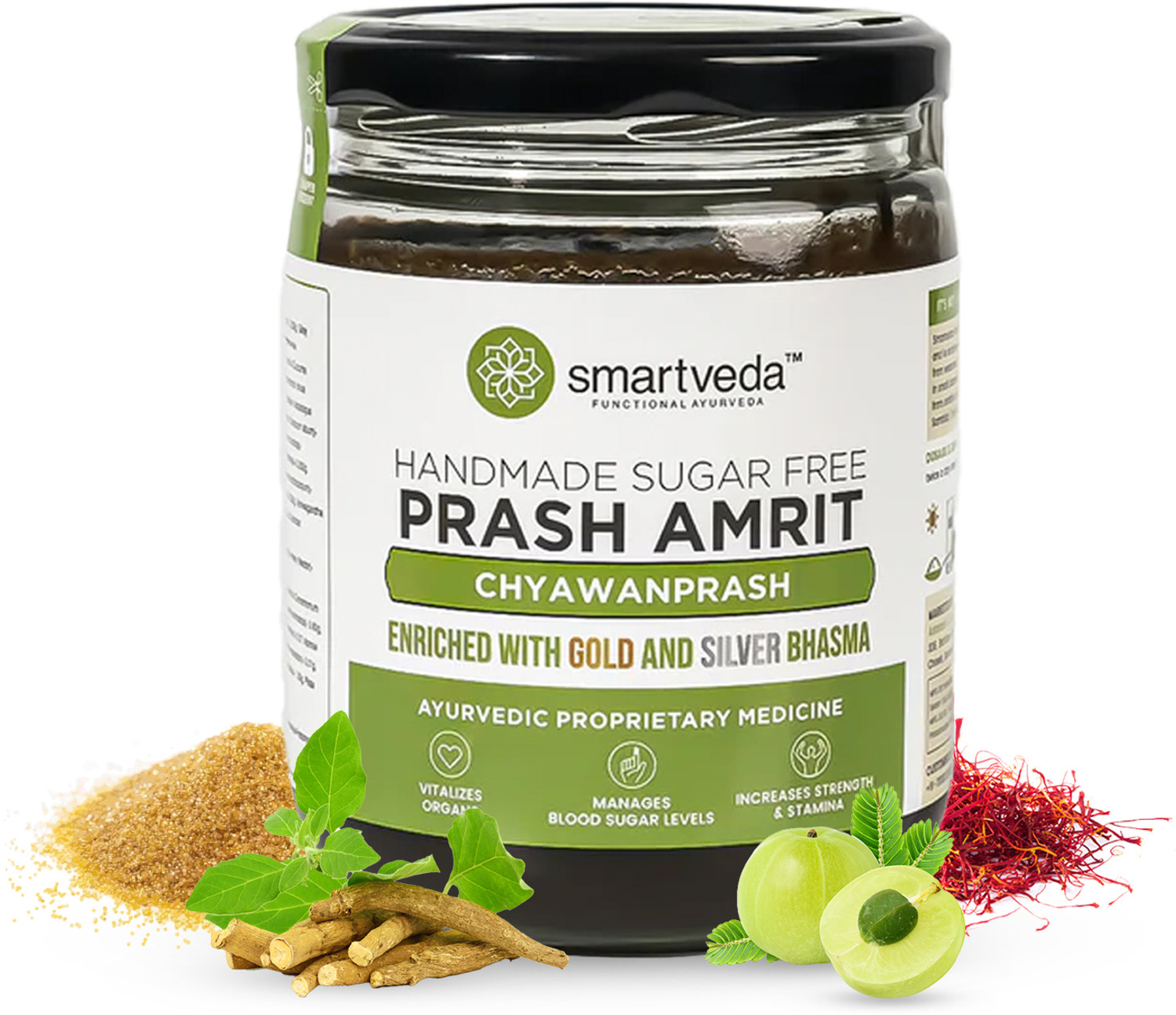 Image of Smartveda Prash Amrit - Sugar Free Chyawanprash 500g, For All Age Groups, Immunity Booster