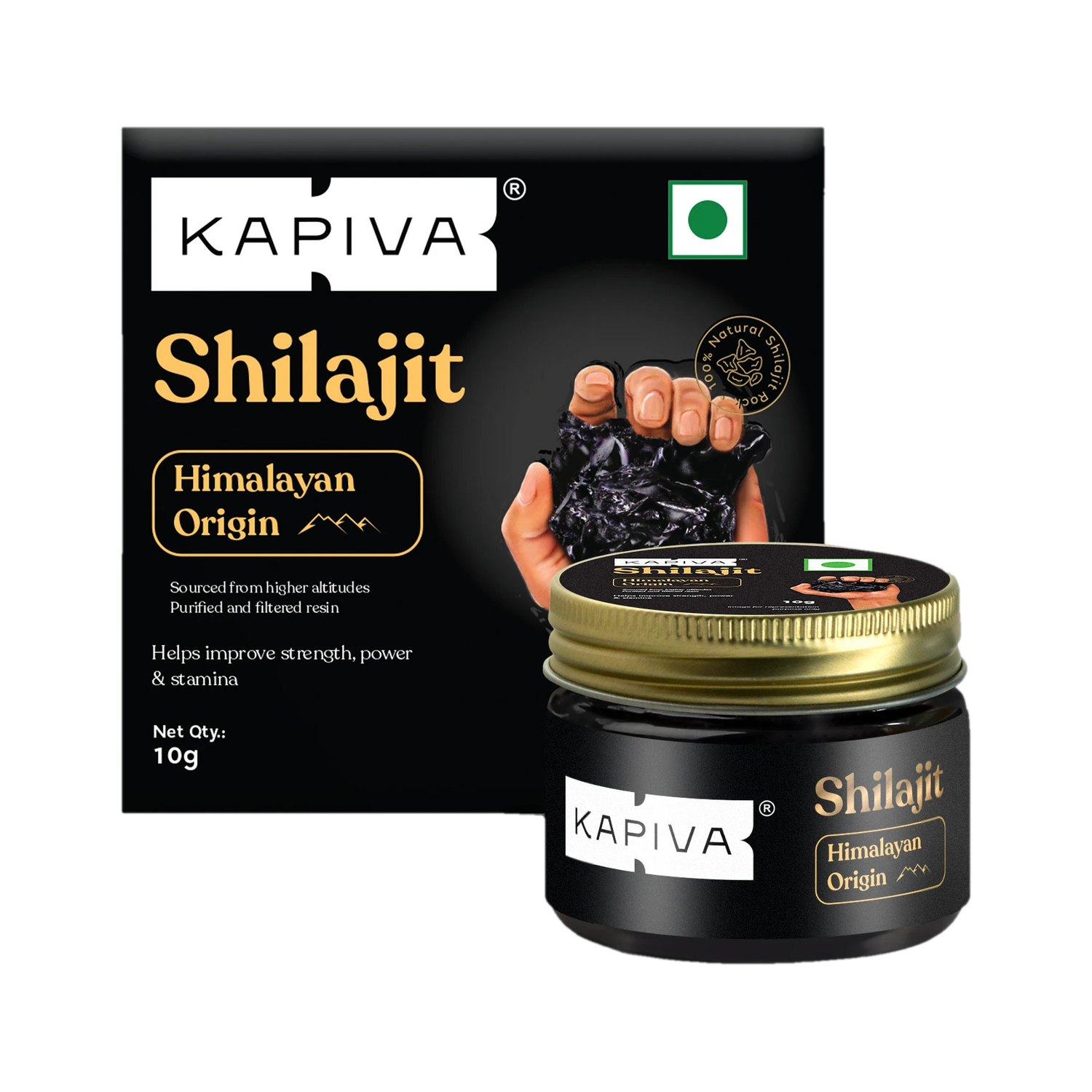 Kapiva Himalayan Shilajit Resin|Rich in Fulvic Acid|For Strength, Power & Stamina|10g