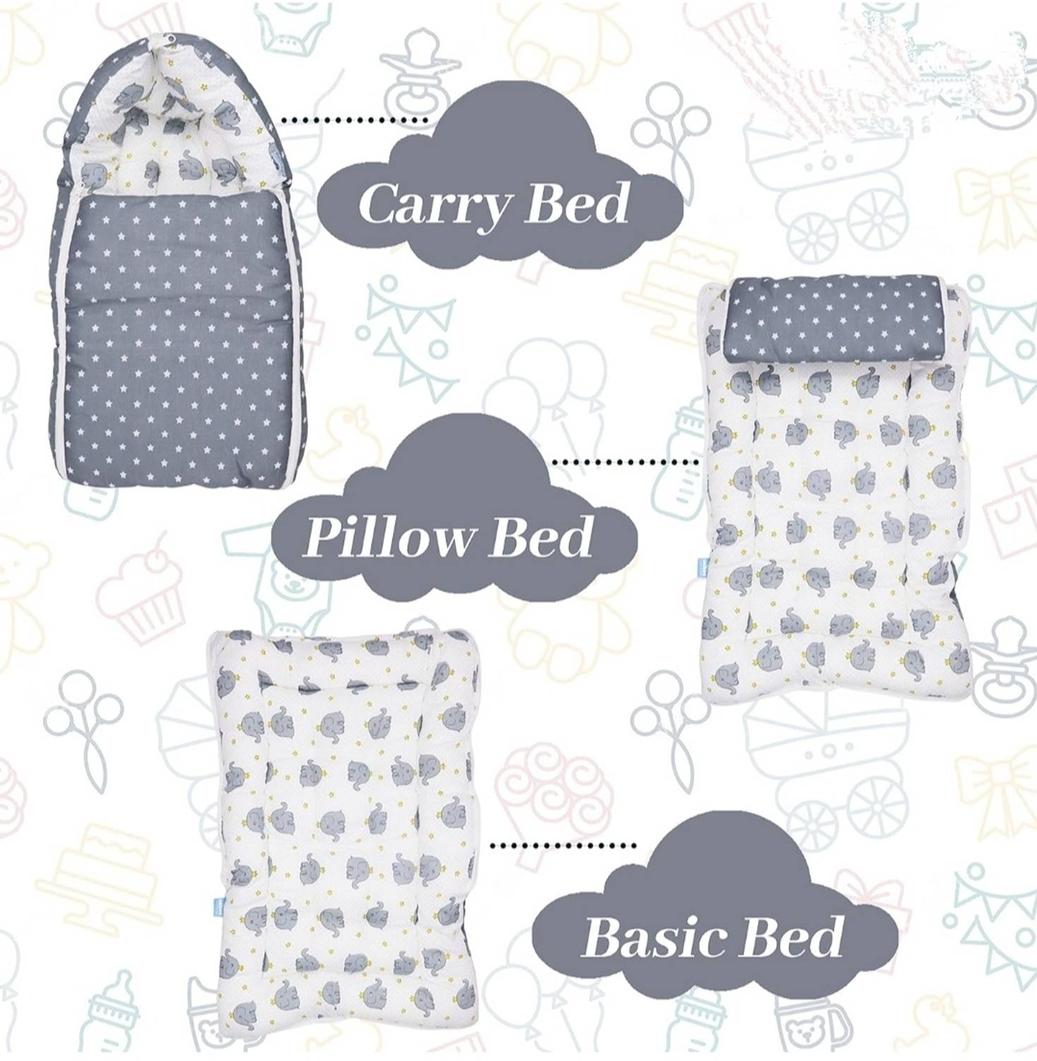 Kiddilan 3 in 1 Baby's Carry Bed Sleeping Bag Baby -Portable Bedding - Image 2