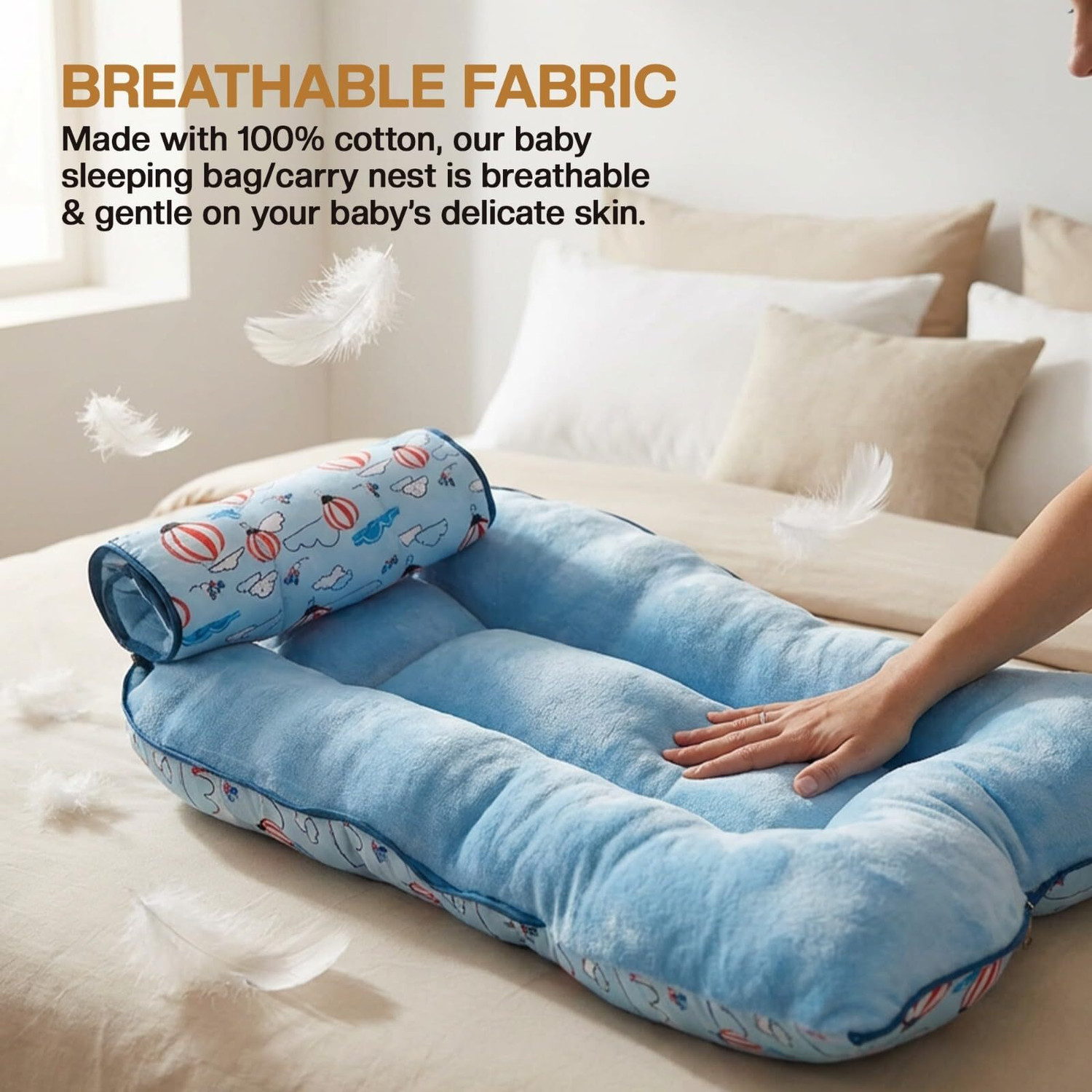 Image of baybee 3 in 1 Velvet Cotton New Born Baby Bed Cum Carry Bed Infant Portable Bassinet Carry Bed Crib Bedding