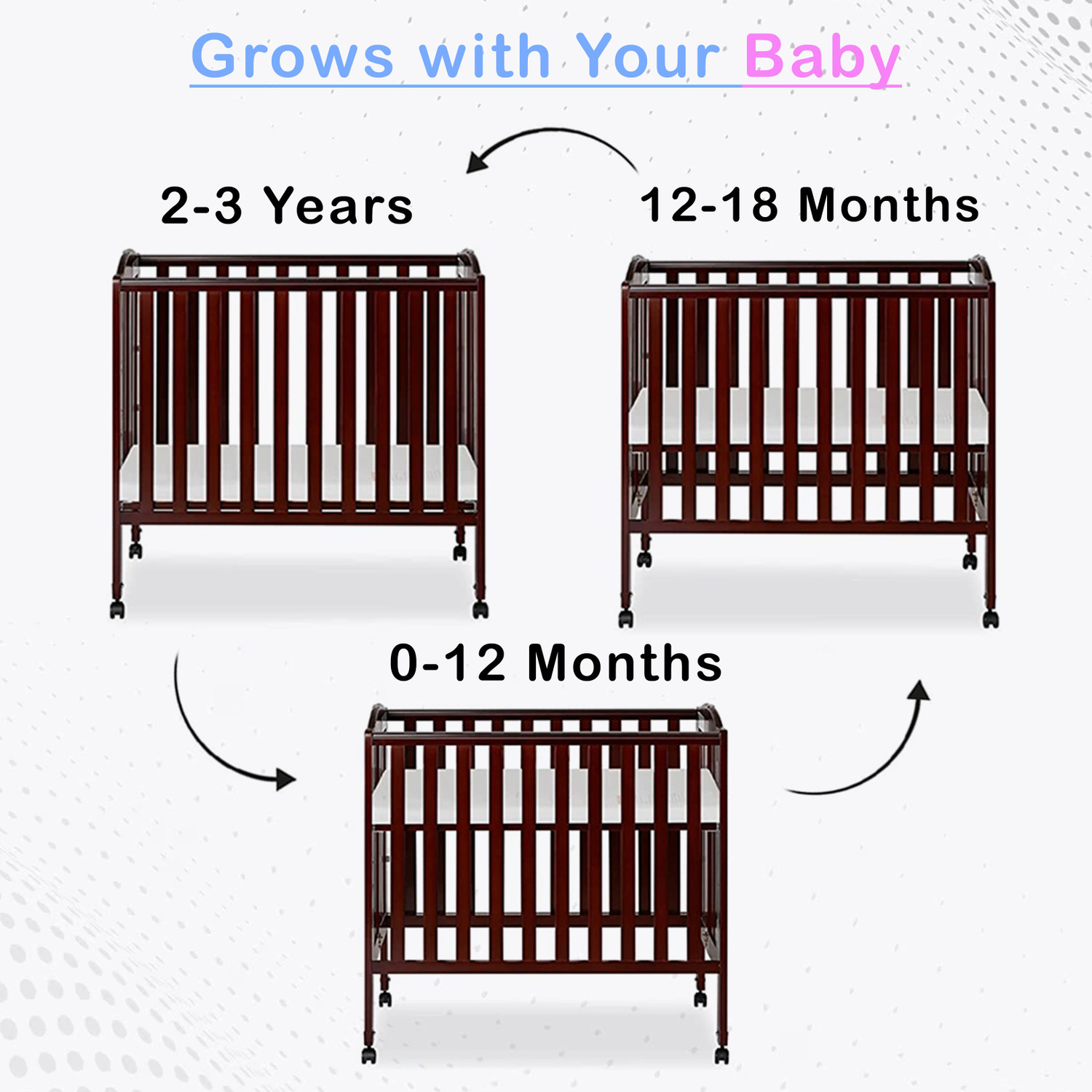 Image of Little Olive Star Wooden Baby Cot For New Born - Brown Cot