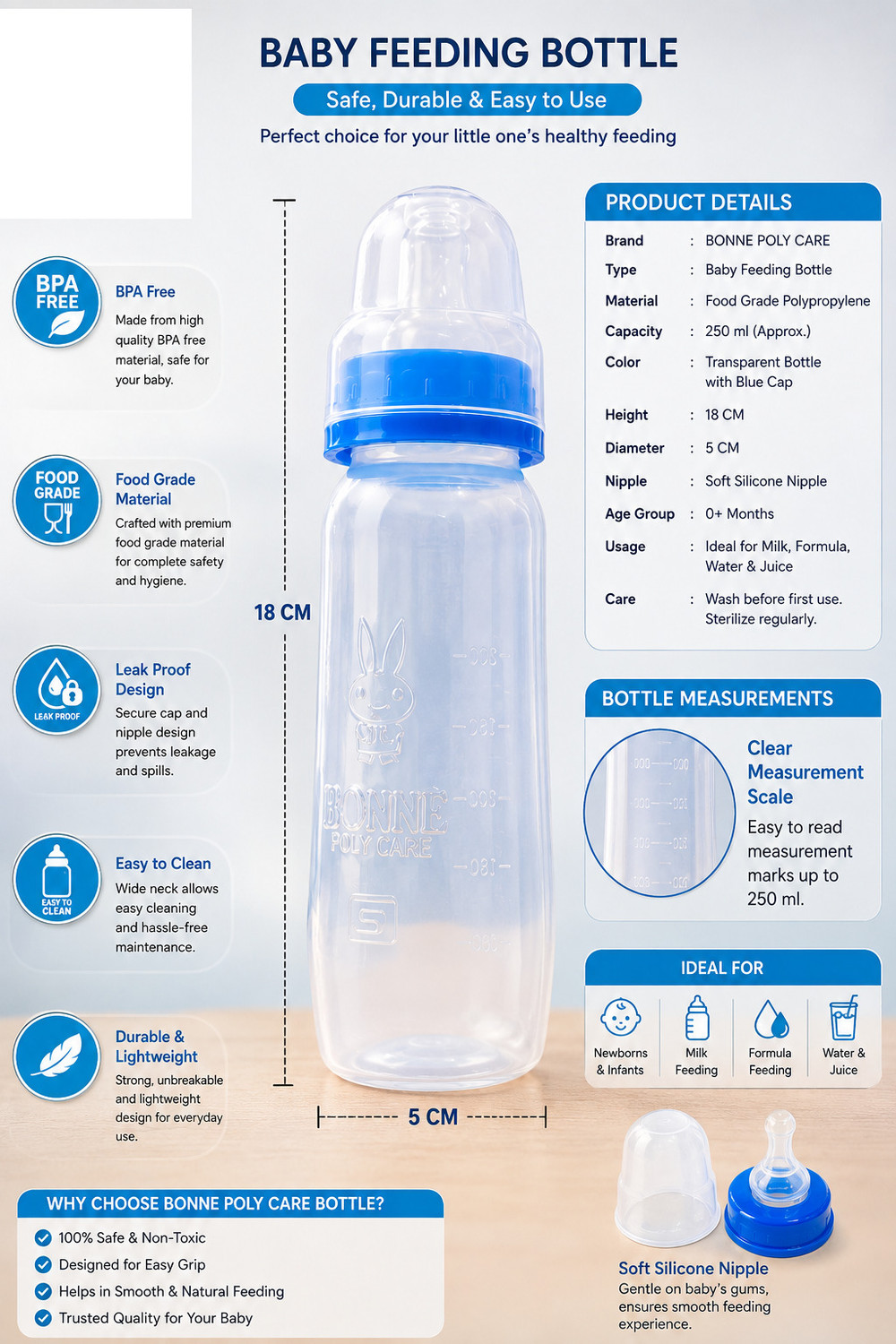 Image of RB Point Silicone Plastic Best for Your Baby Bonne Bottle (pack of 20 - 210 ml