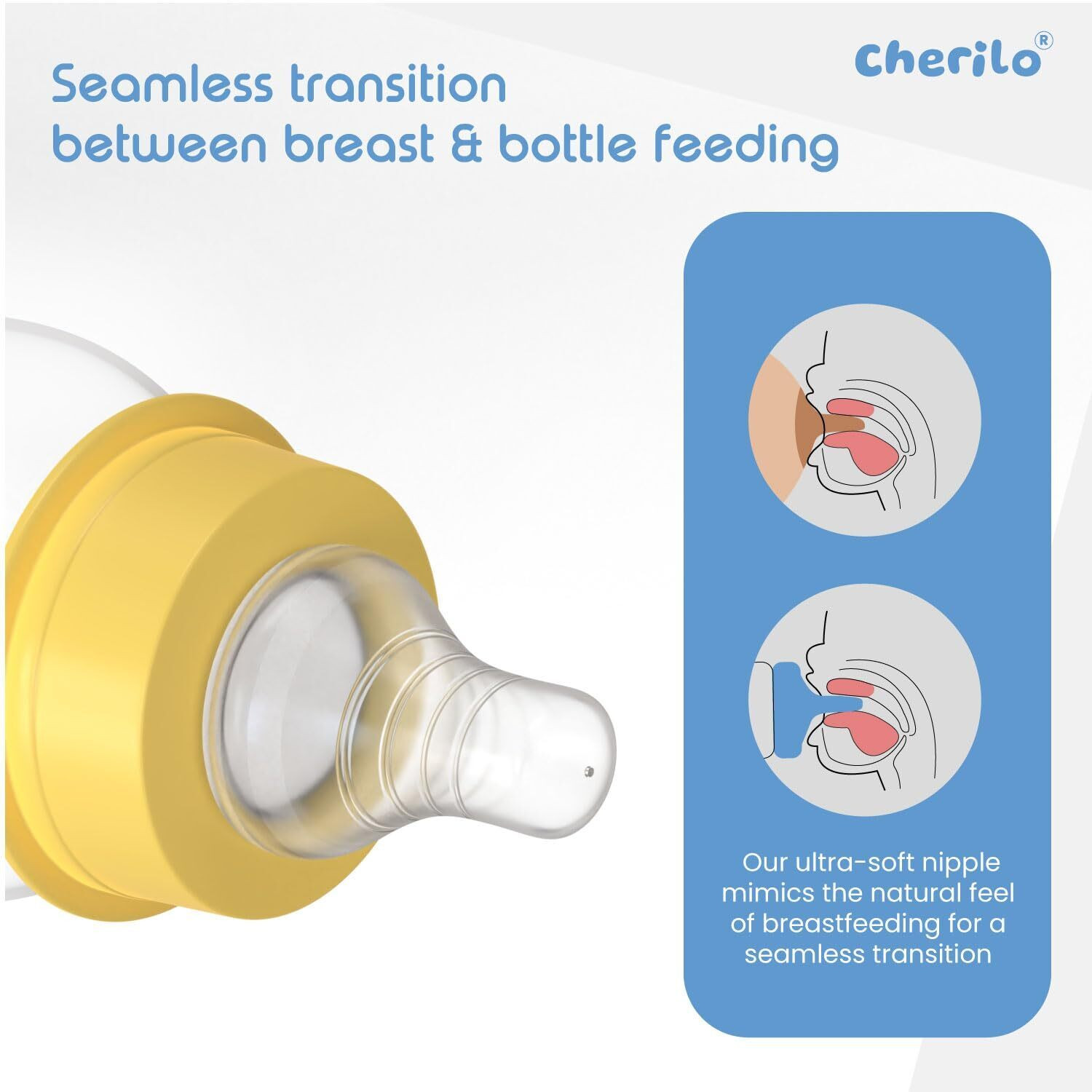 Image of Cherilo Anti-Colic Slim, Classic Baby Feeding Bottle, Upto 3 Years, Lovely Cat Style - 125 ml