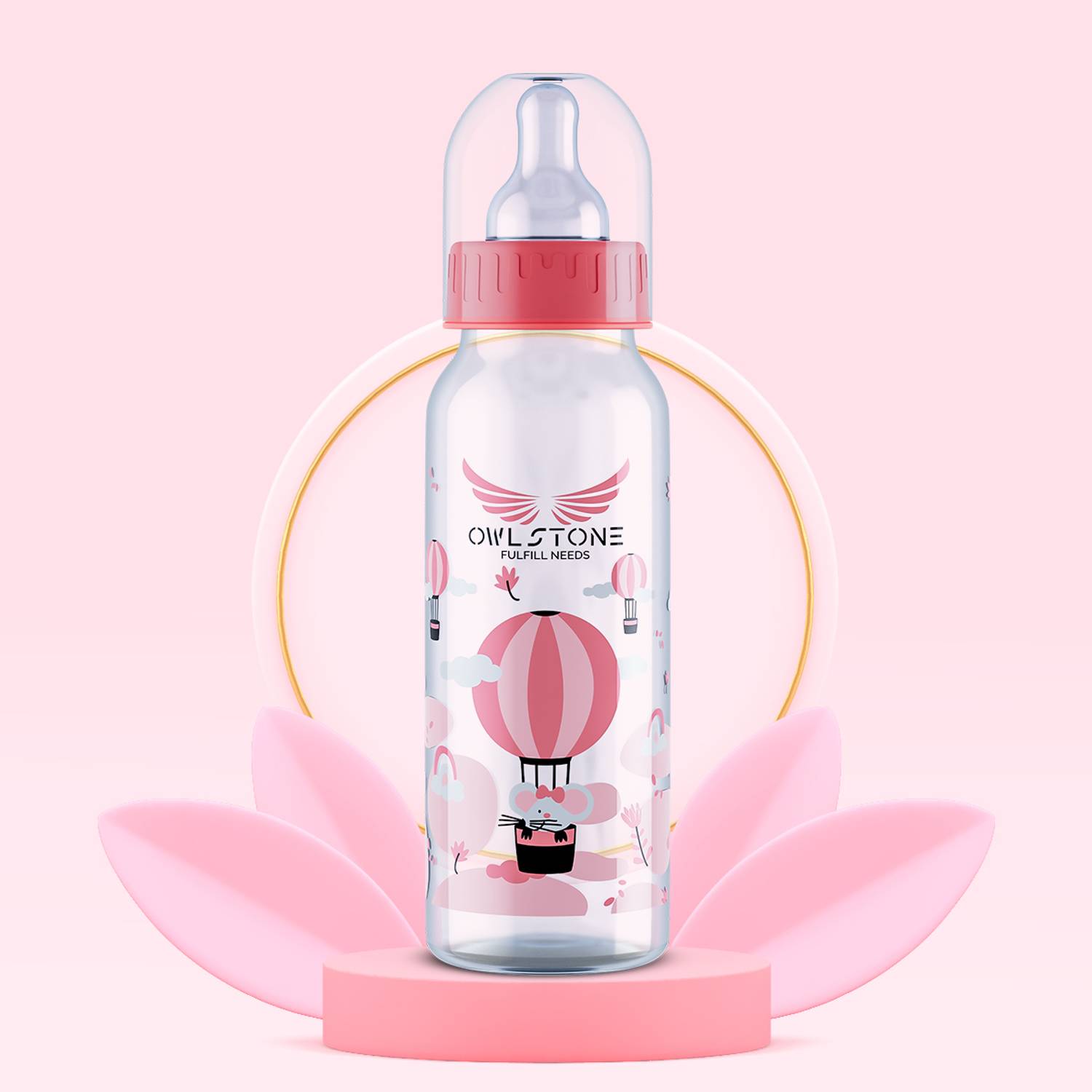 3D METRO SUPER STORE By OWLSTONE Anti-Colic Slim Neck Essential Baby Feeding Bottle, BPA Free - 250 ml