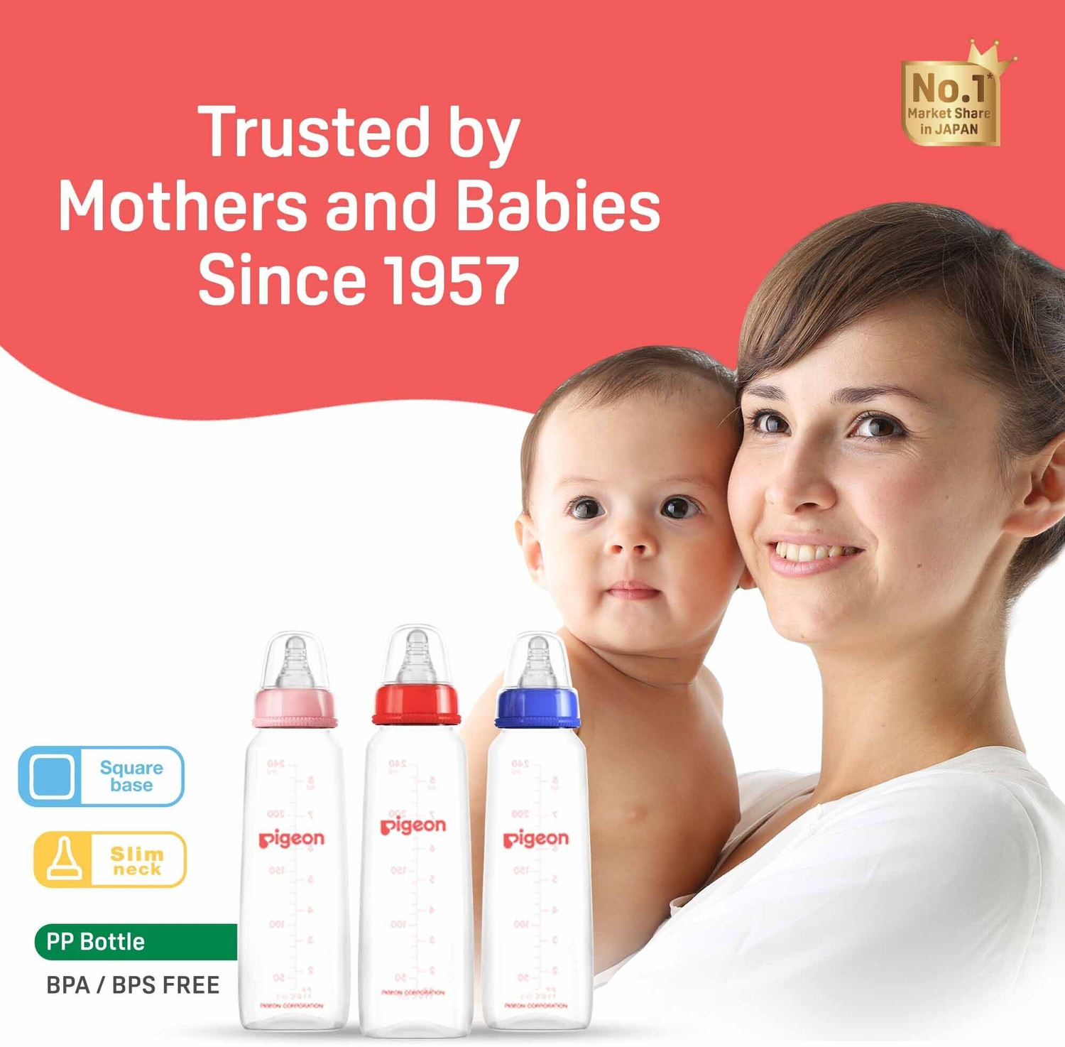 Image of Pigeon PERISTALTIC NURSING BOTTLE TWIN PACK KPP-120ML(PINK & WHITE) NIPPLE S - 120 ml