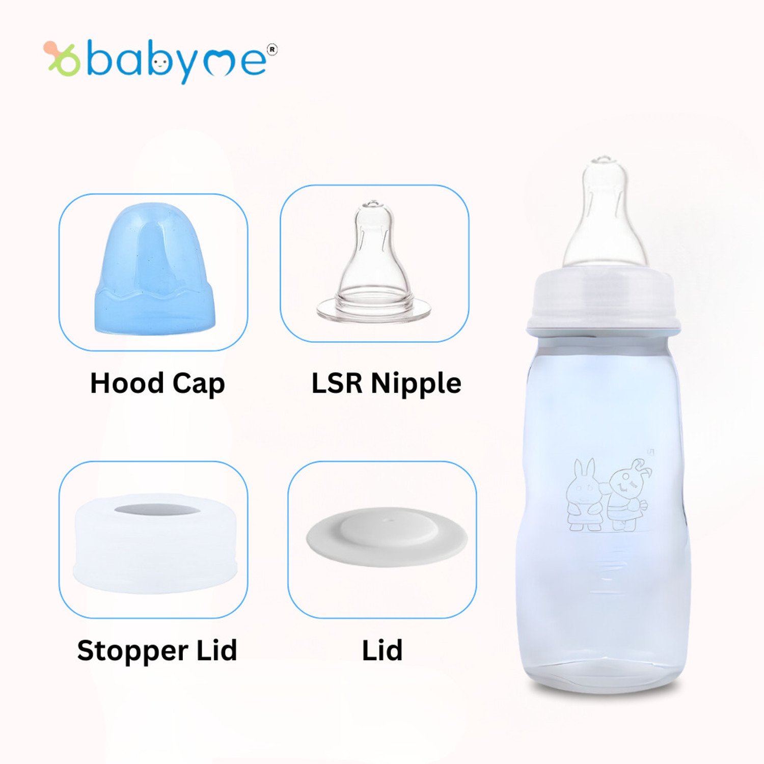 Image of Babyme Smooth Neck BPA free Feeding Bottle With Silicon Nipple for Baby /Infant /Toddler - 150 ml