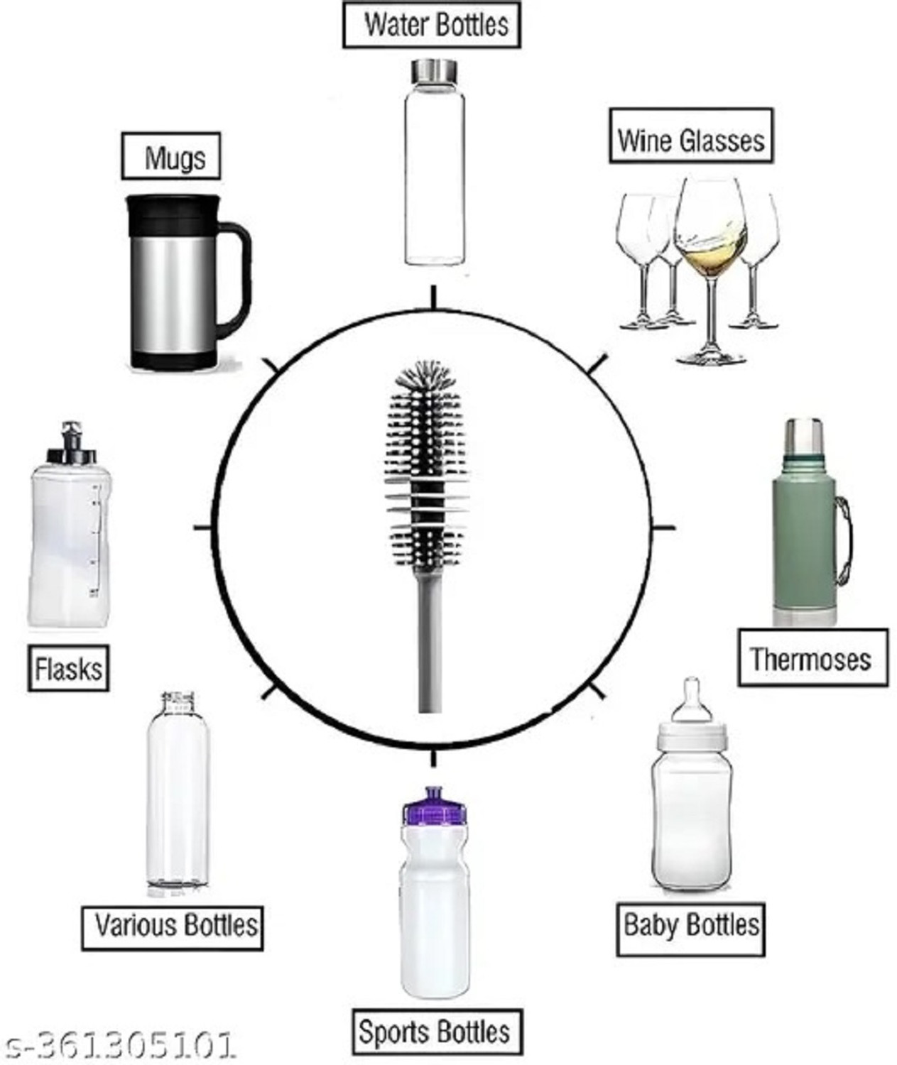 Image of Kids Globe Baby stainless steel milk feeding bottle with cover and brush - 240 ml