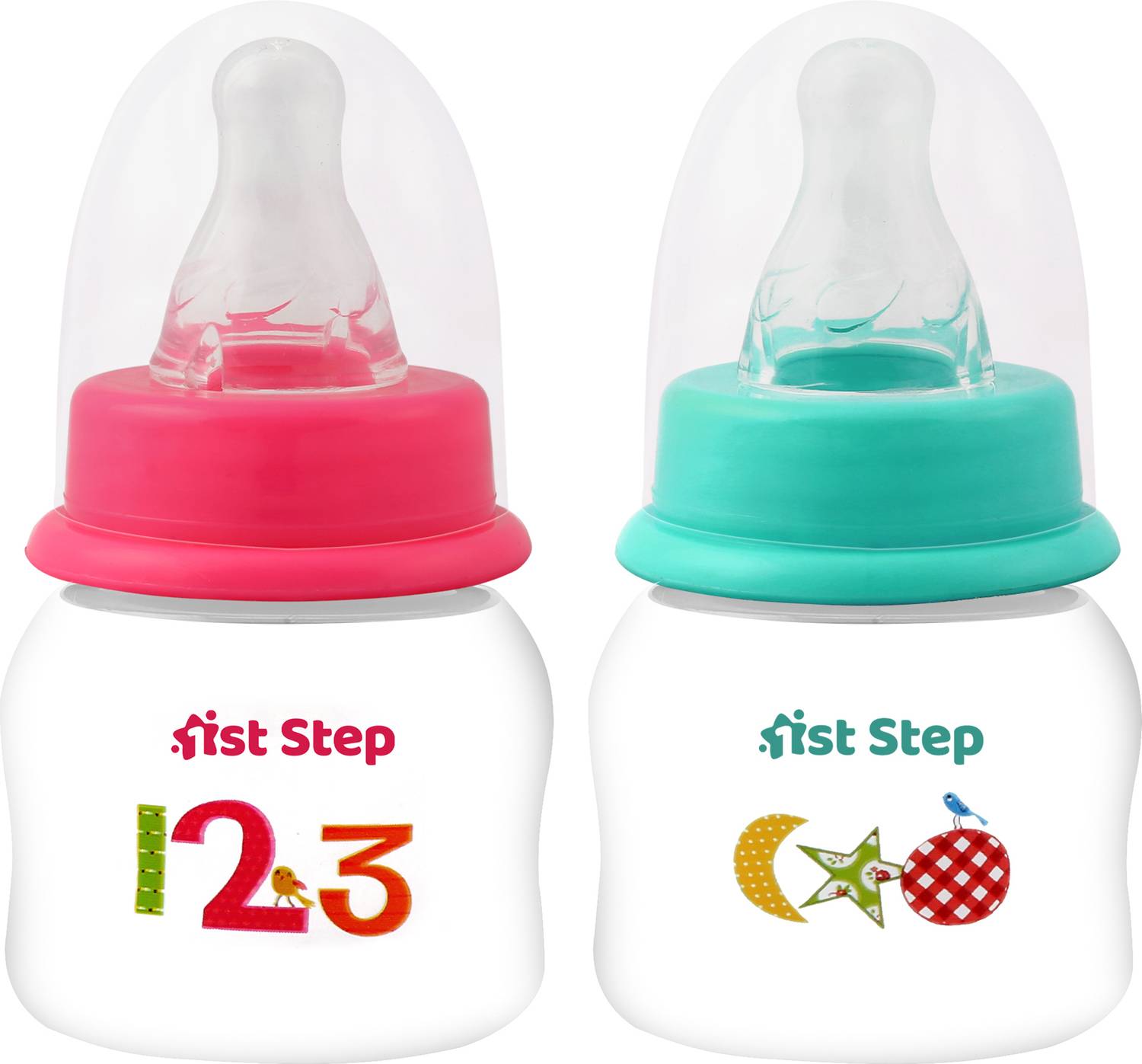 1st Step BPA Free Baby Feeding Bottle with Anti-Colic Nipple for Infants (Pack of 2) - 60 ml