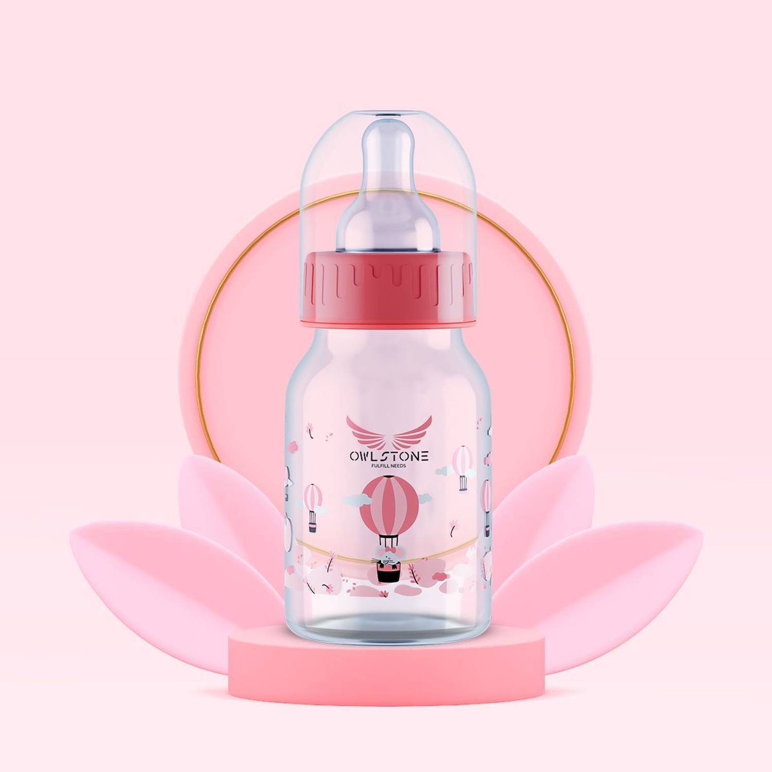 3D METRO SUPER STORE By OWLSTONE Anti-Colic Slim Neck Essential Baby Feeding Bottle, BPA Free - 125 cc