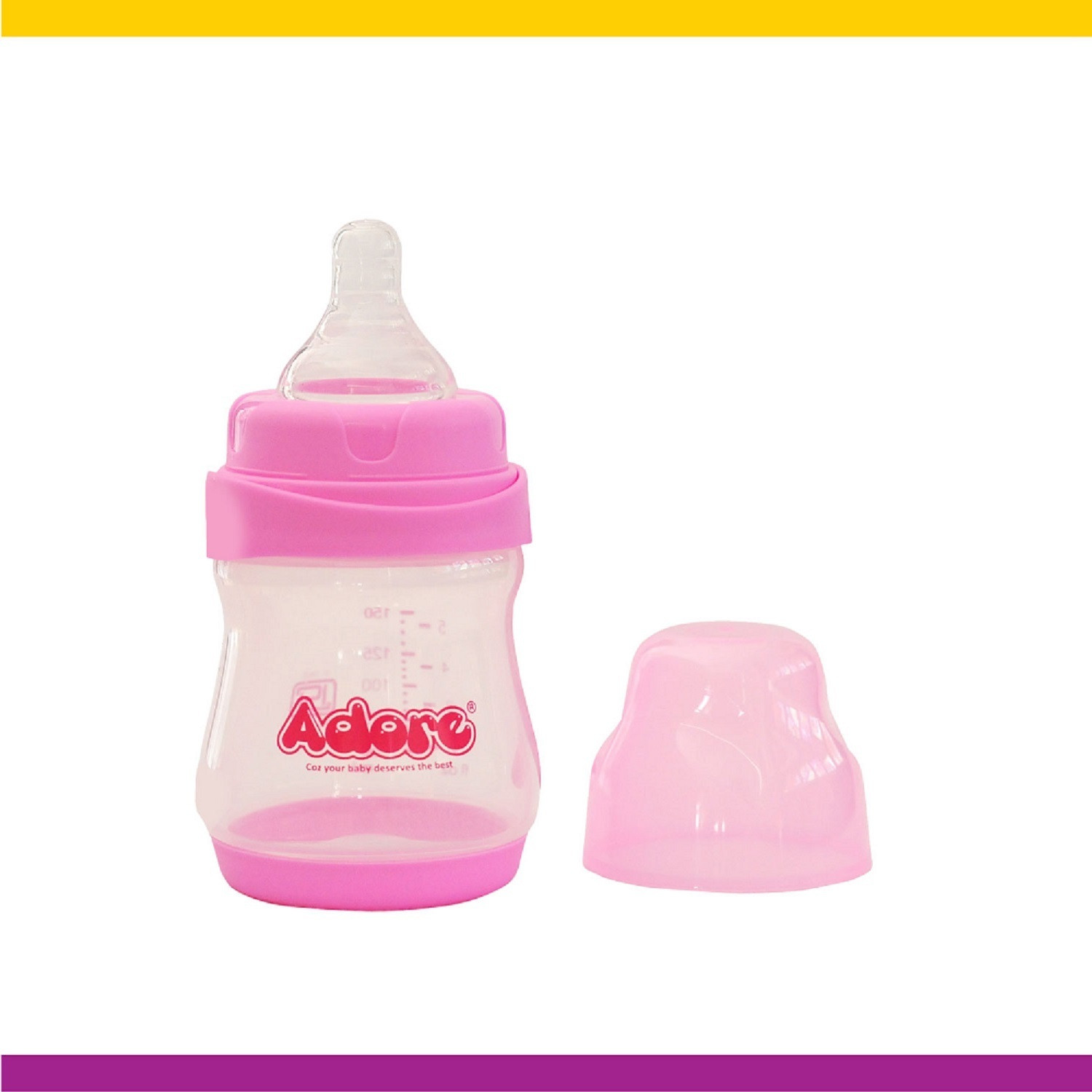 Image of Adore Basics Jiggle 2 in 1 Baby Feeding Bottle- Wide neck - BPA Free - Anti-colic - 150 ml