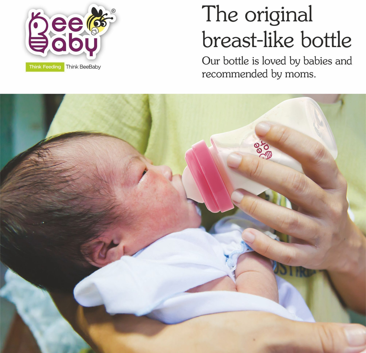 Image of Beebaby Ease Wide Neck Baby Feeding Bottle. 100 % BPA Free. (Pink) ( 300 ML / 10 Oz.) - 300 ml