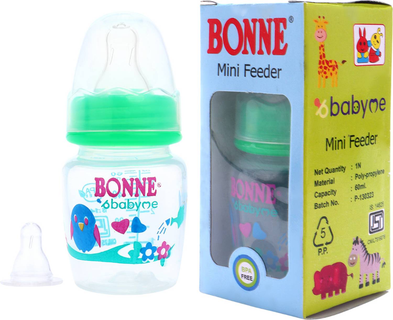 Babyme Mini feeder bottle with Non-Toxic , 100% BPA Free for baby/Infant/toddler - 60 ml