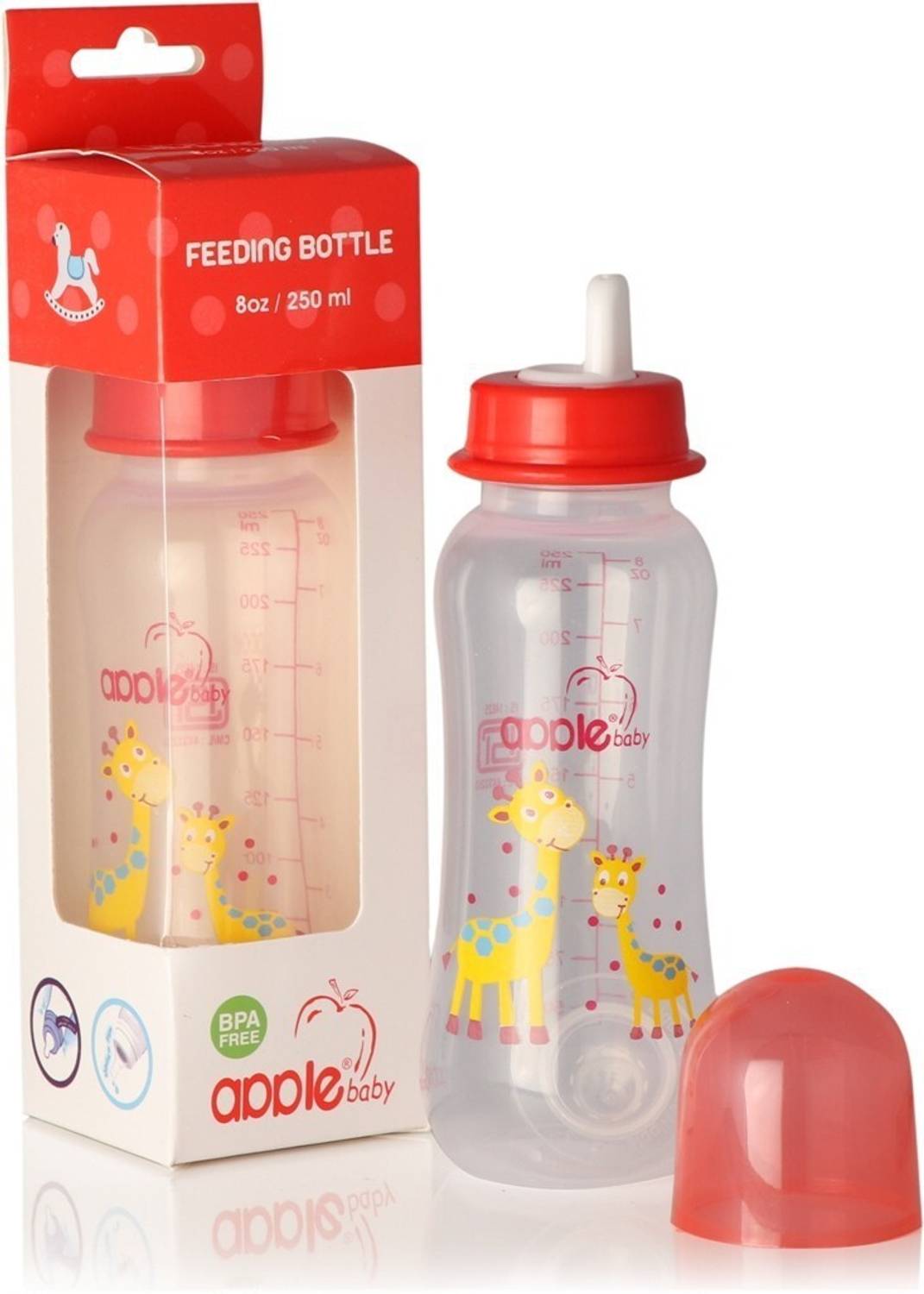 Apple Baby Baby Feeding Bottle- red- 240ml - 240 ml