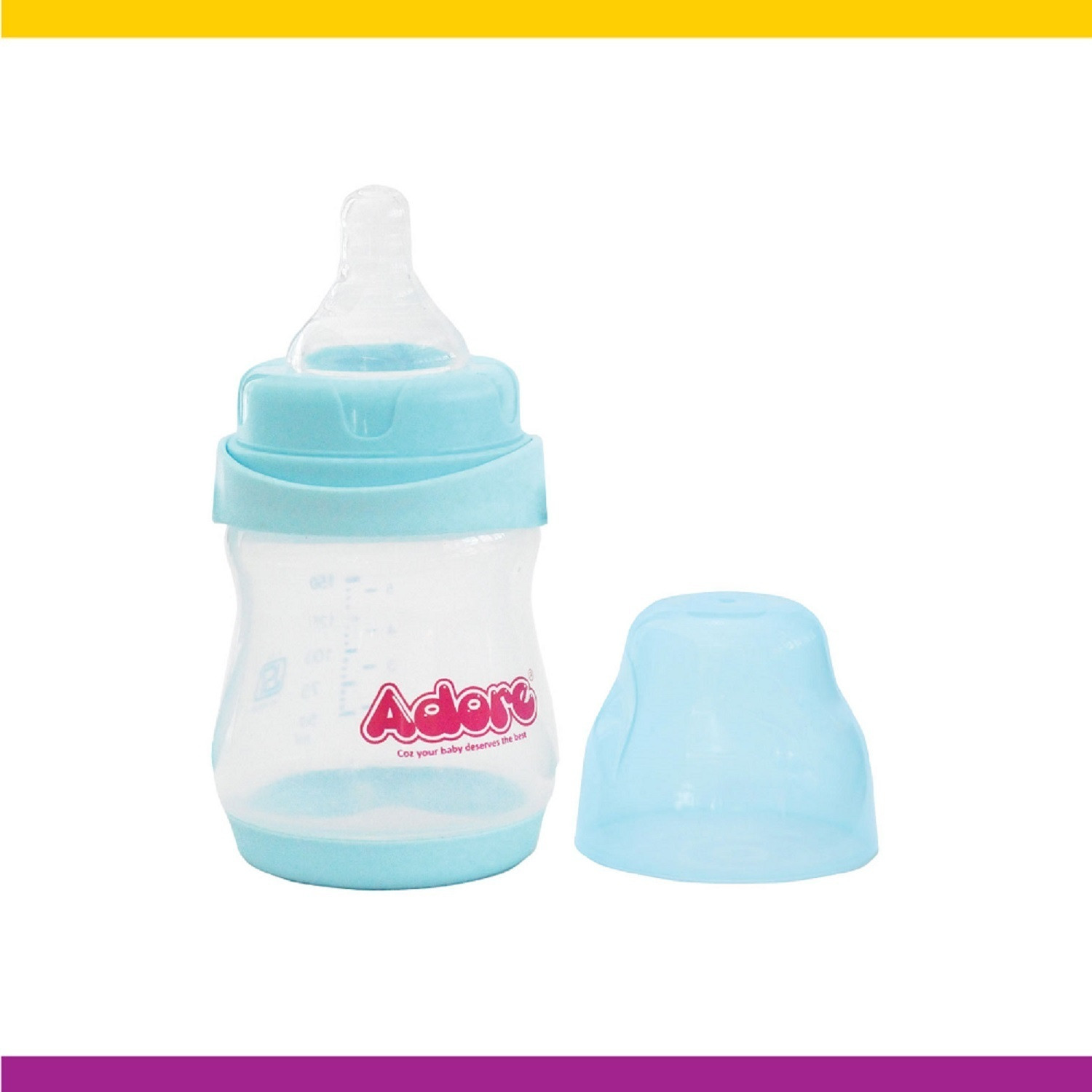 Image of Adore Basics Jiggle 2 in 1 Baby Feeding Bottle- Wide neck - BPA Free - Anti-colic - 150 ml