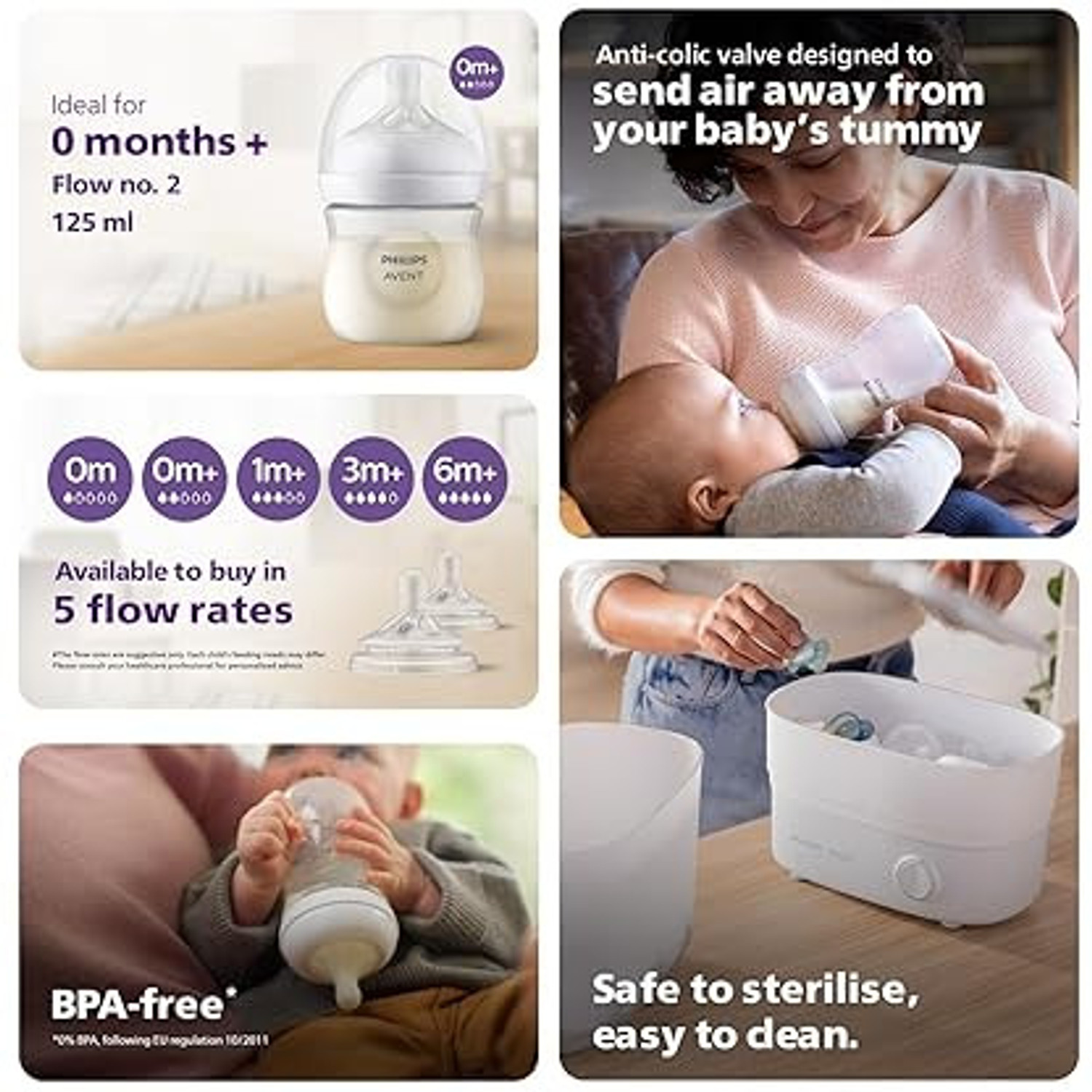 Image of Philips Avent Natural Baby Bottles 260ml (2-Pack) - Anti-Colic, BPA-Free - 330 ml