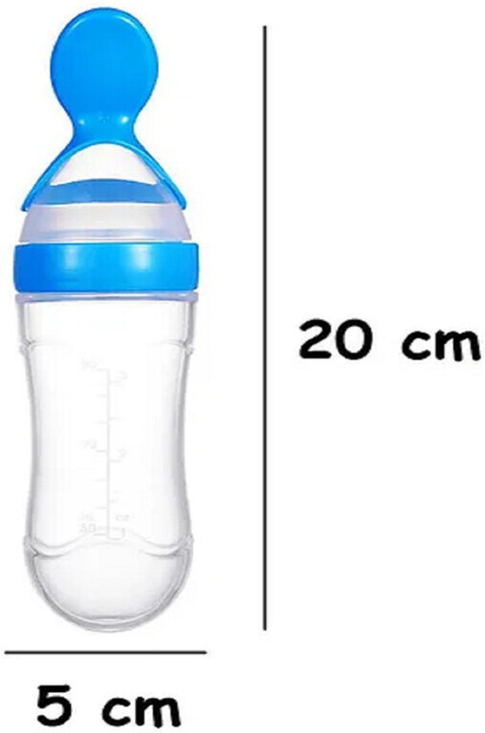 Image of Swito Mart BABY SQUEEZE FOOD FEEDER BOTTLE WITH DISPENSING SPOON BPA FREE SILICONE - 90 ml