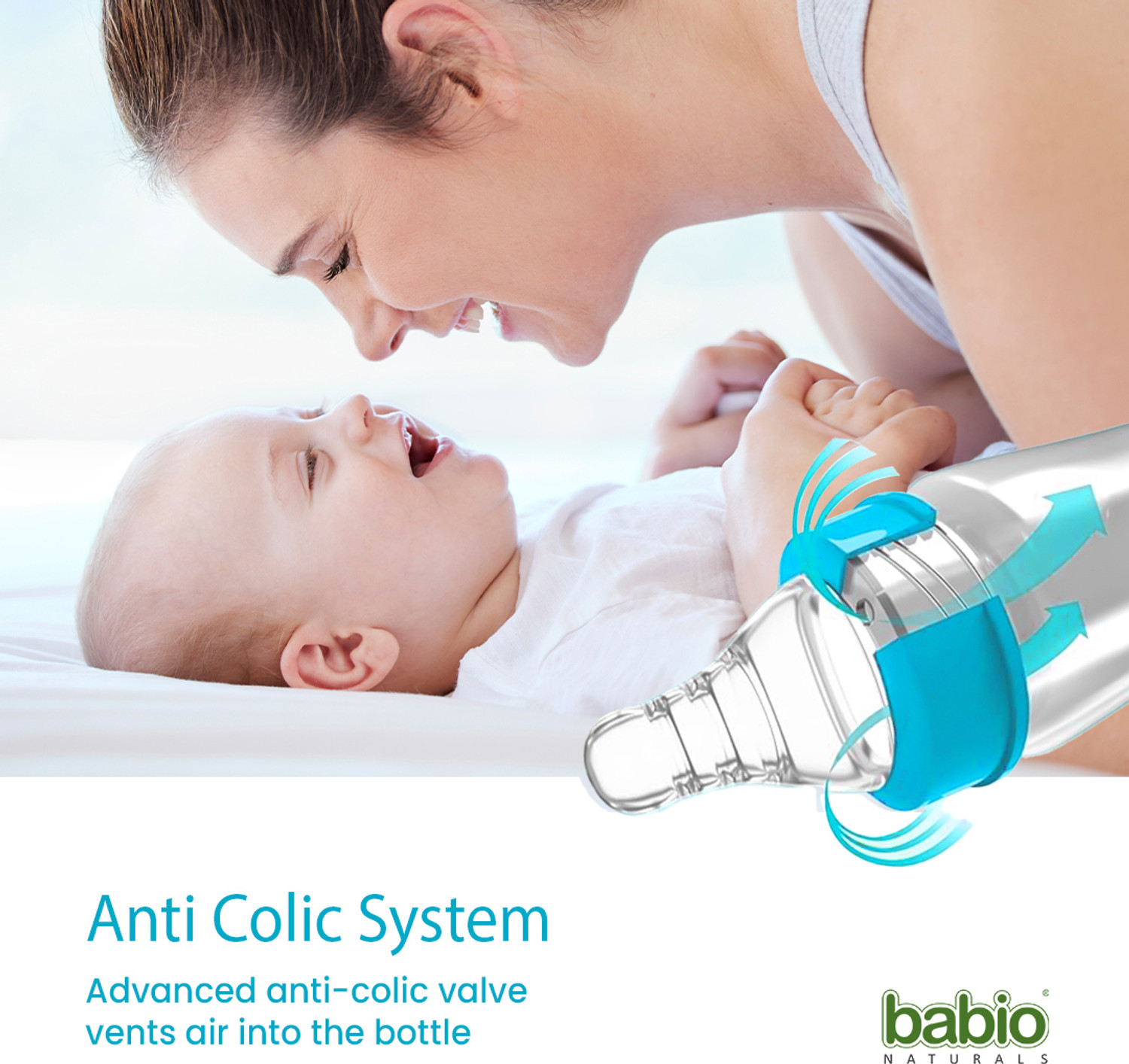 Image of babio Essential slim neck Baby Feeding Bottle - 250 ml (Blue) - 250 ml