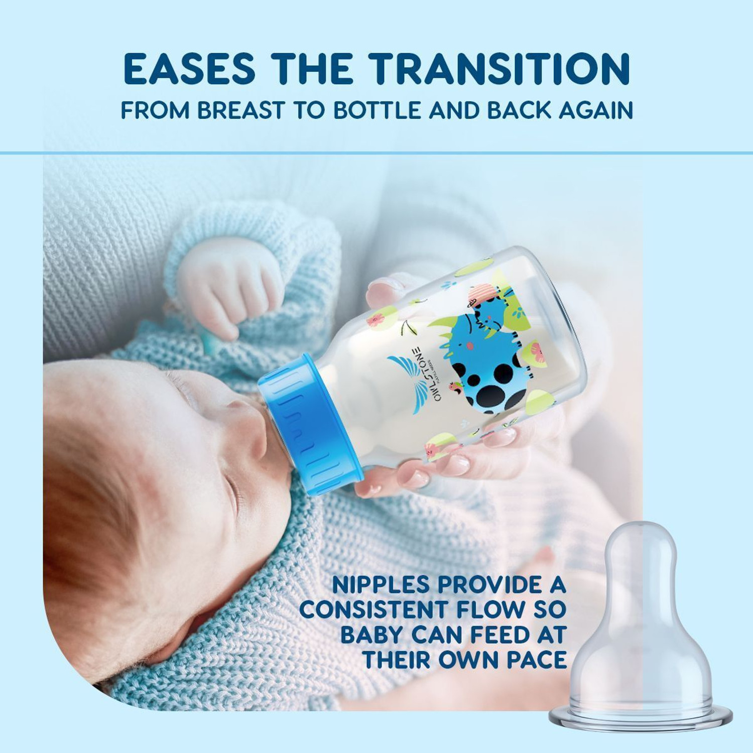 Image of 3D METRO SUPER STORE By OWLSTONE Anti-Colic Slim Neck Essential Baby Feeding Bottle, BPA Free - 125 ml