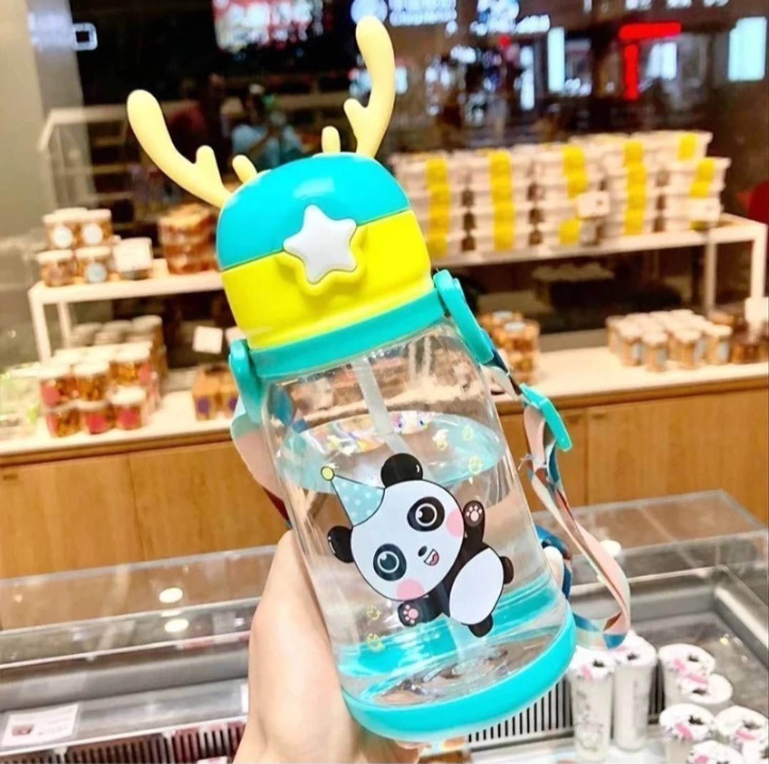 LittleLight Deer Horn Design Cute Cartoon Sipper school Bottle for Kids with Strap-500ML