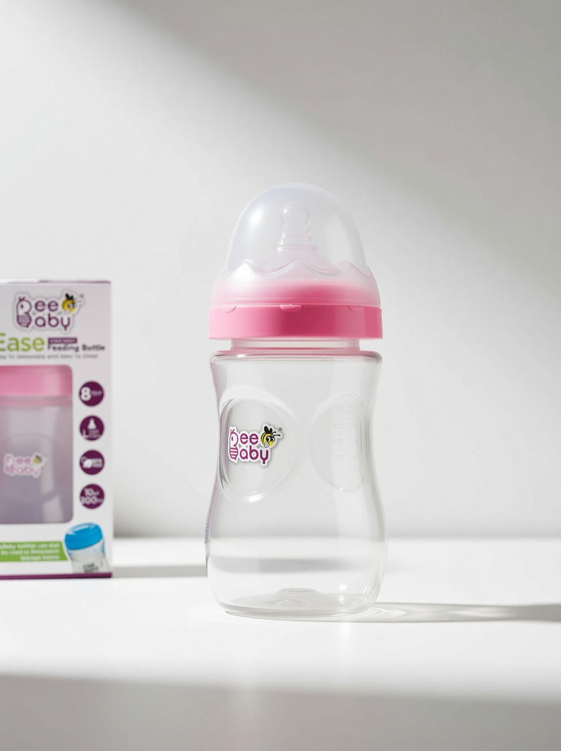 Image of Beebaby Ease Wide Neck Baby Feeding Bottle. 100 % BPA Free. (Pink) ( 300 ML / 10 Oz.) - 300 ml