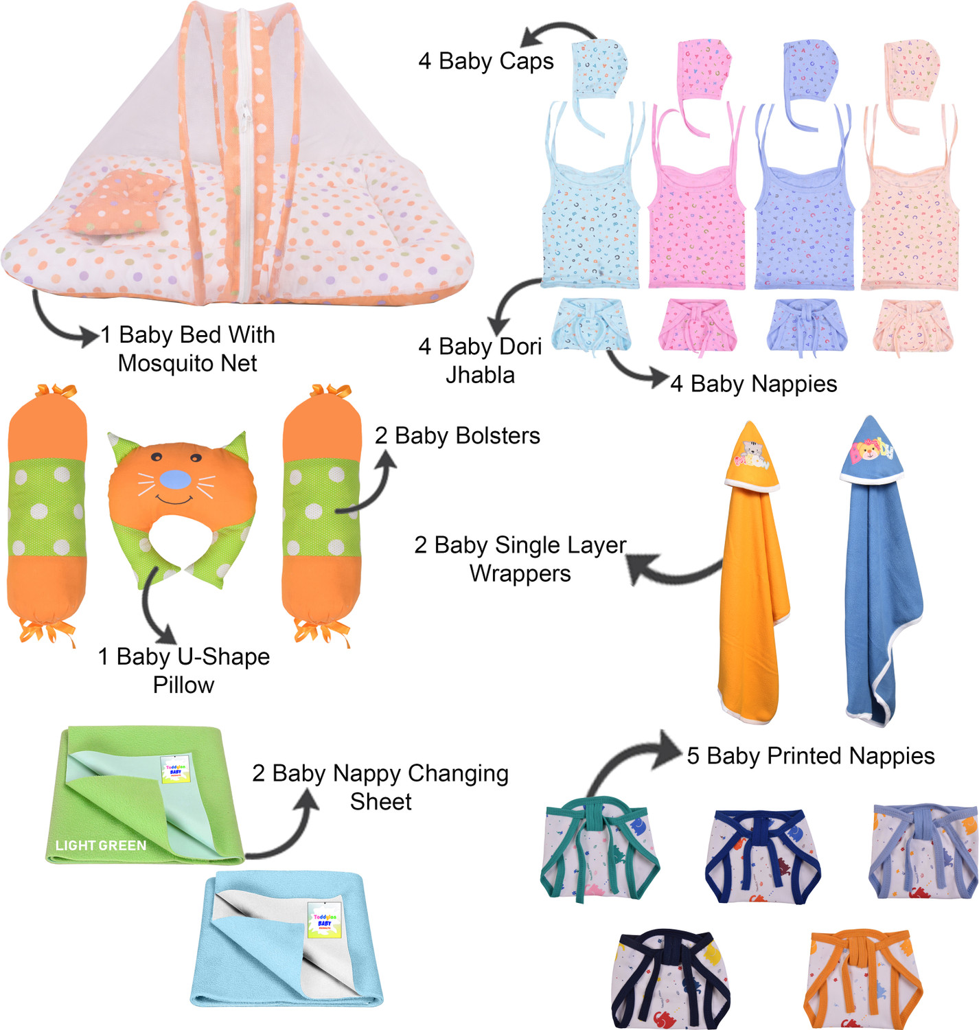 Image of Toddylon New Born Baby Boys & Baby Girls 25 Items in 1 Combo Pack (0-6 Month)