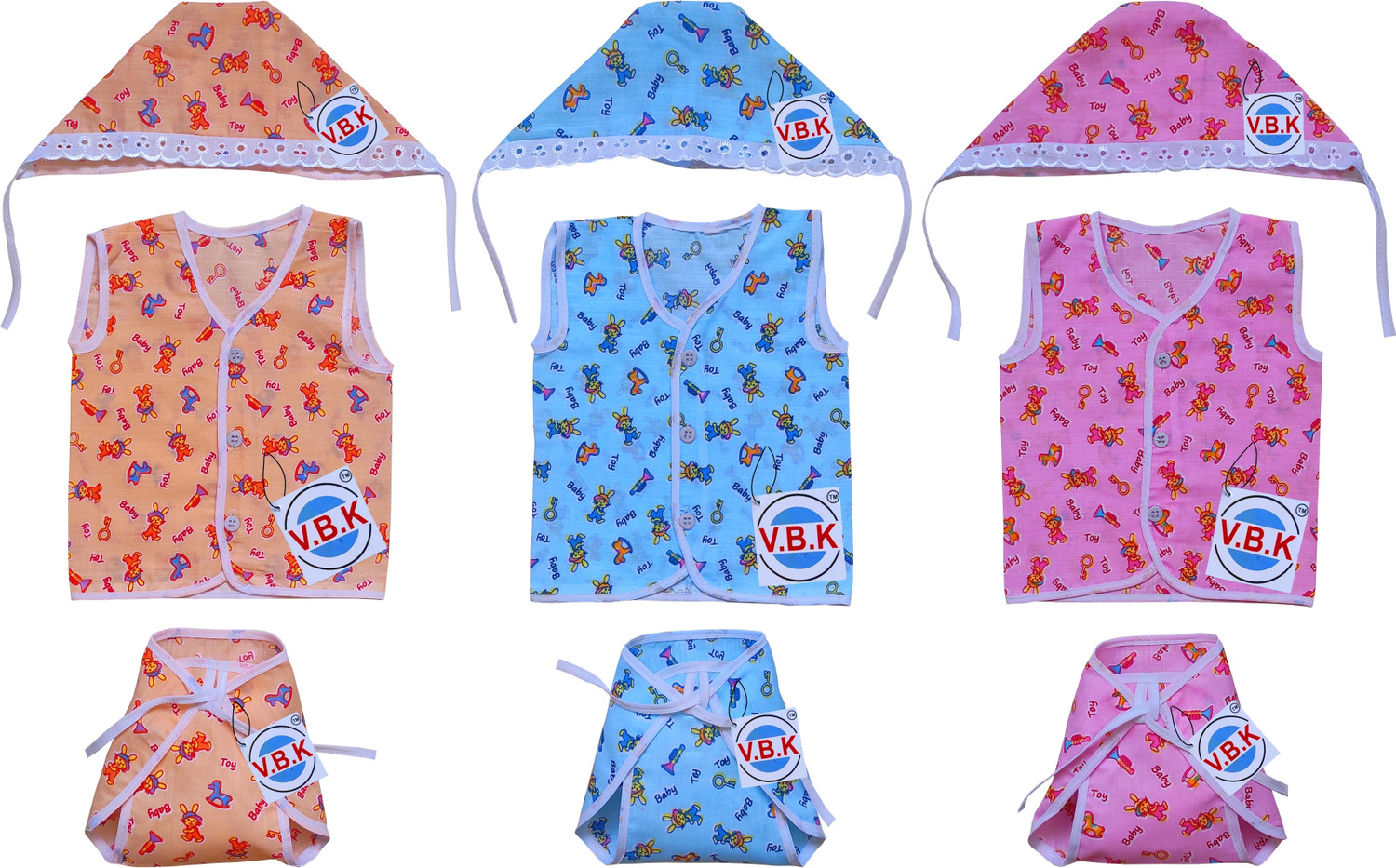 Image of V.B.K Baby Boy and Baby Girl Clothes Set Combo, 0 to 6 Months, Hosiery