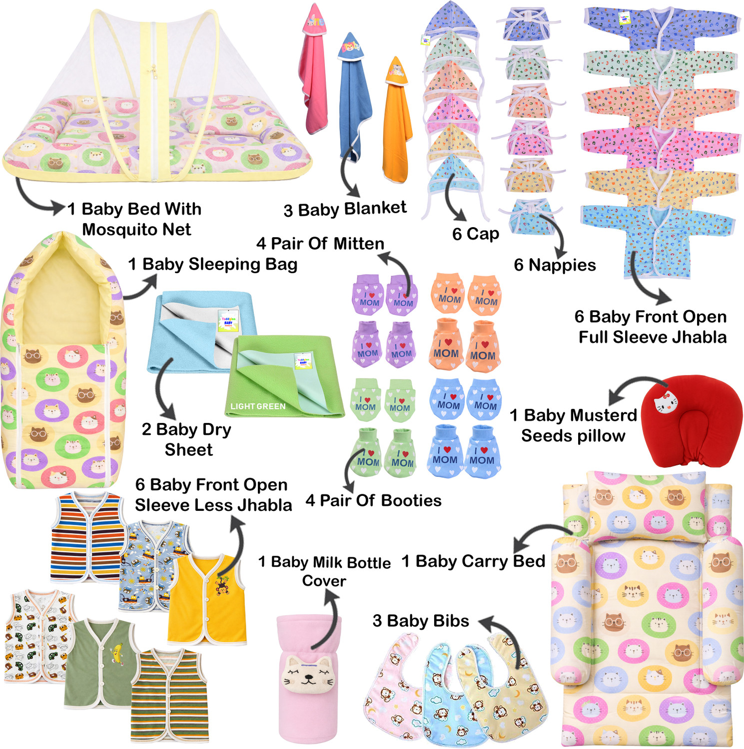 Image of Toddylon New Born Welcome Baby kit 45 Item In 1 Combo Pack