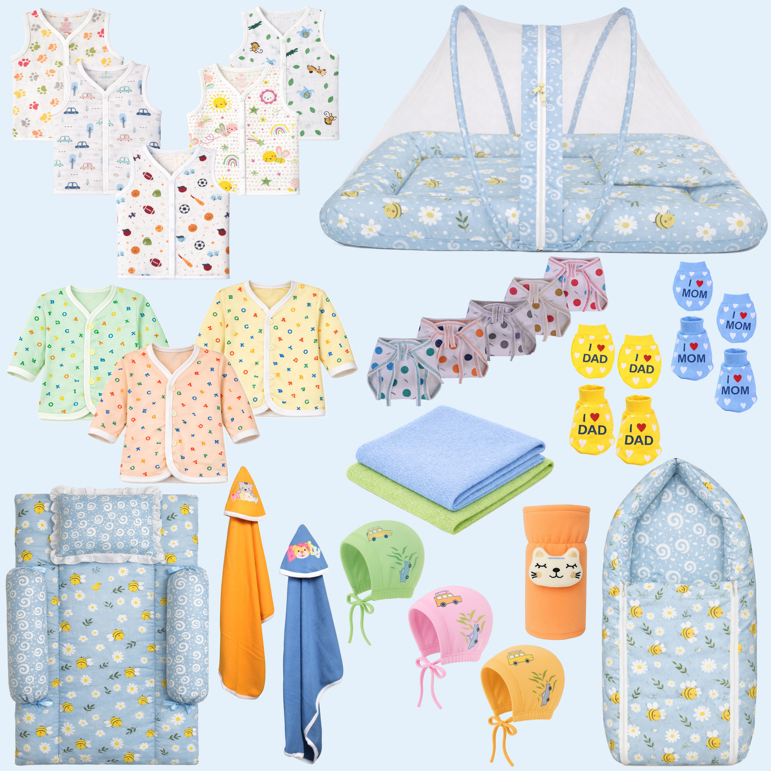 Image of Kwitchy New Born Baby Boys & Baby Girls Summer Essential Combo Pack Of 28 (0-6 month)
