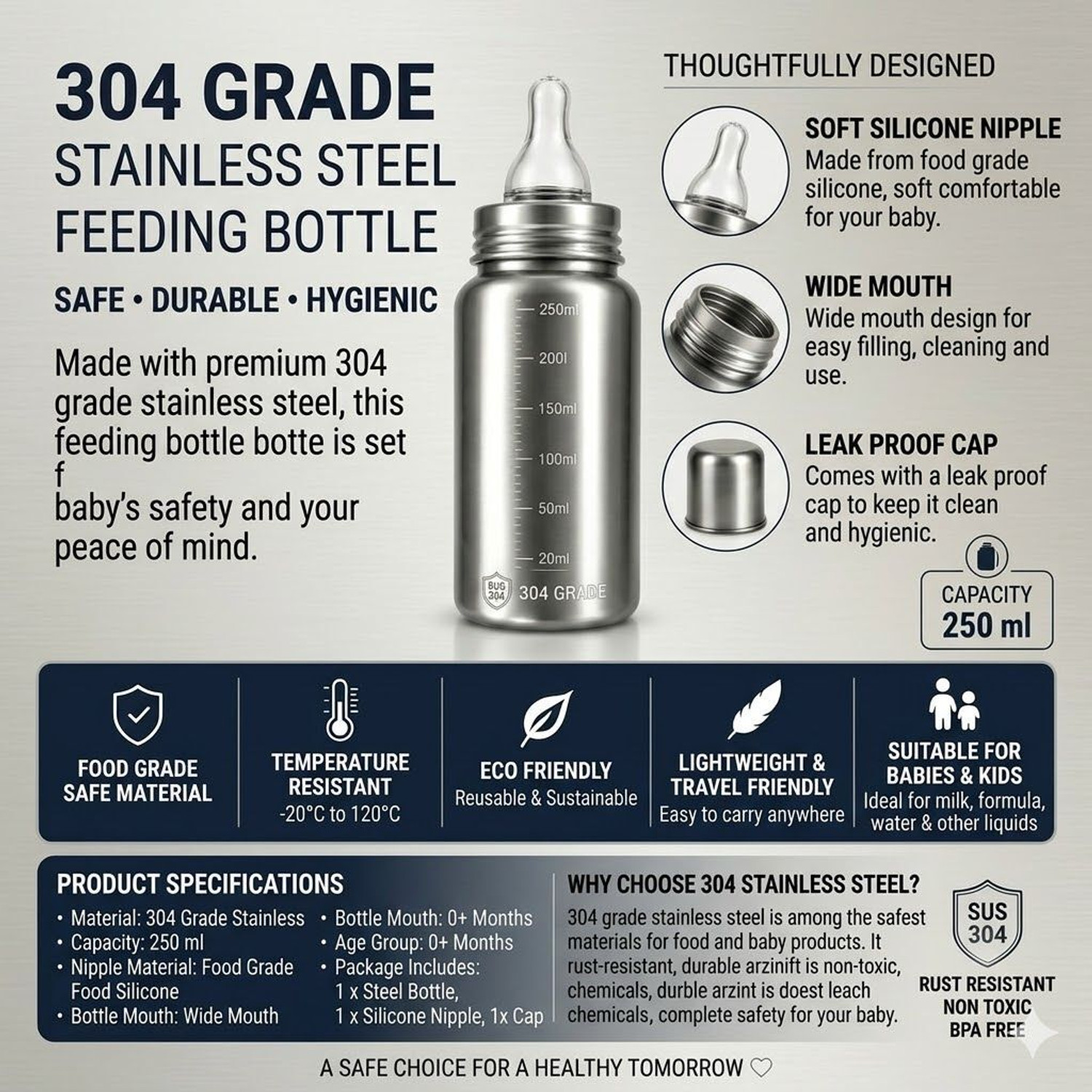 Image of Y.GOYAL&CO. Premium Baby Feeding Combo - Feeder Bottle, Spoon Bottle, Nibbler & Brush Set
