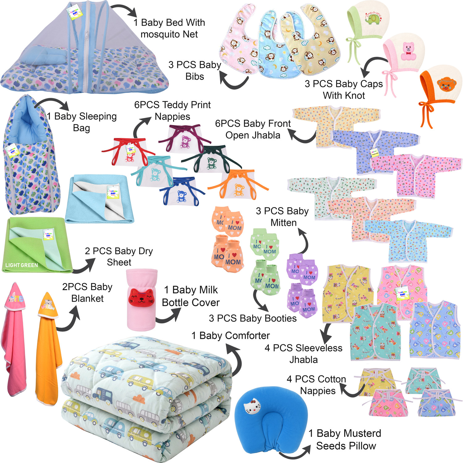 Image of Toddylon New Born Baby 41 Items In 1 Combo Pack (0-6 Month)