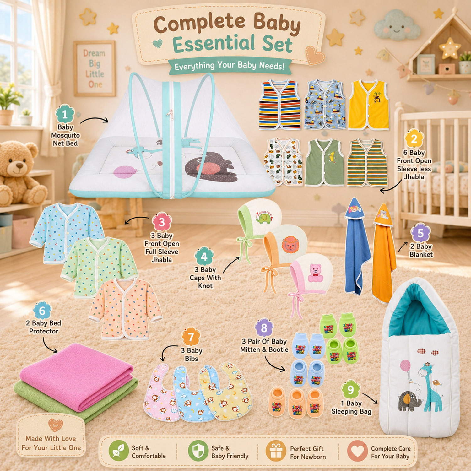 Image of Toddylon New Born Baby Boys & Baby Girls Daily Item Needs Combo Pack