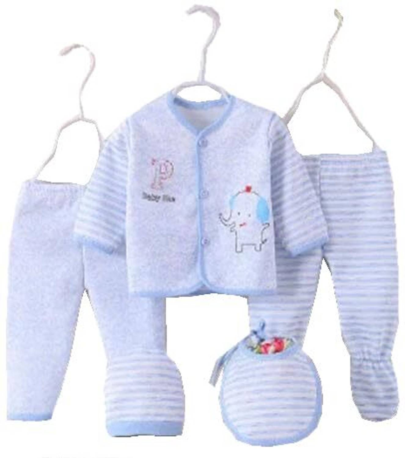 BABY LOOKS Presents New Born Baby Winter Wear Keep warm Cartoon Printing Baby Clothes 5Pcs Sets Cotton Baby Boys Girls Unisex Baby Fleece / Velvet Suit Infant Clothes First Gift For New Baby.Green
