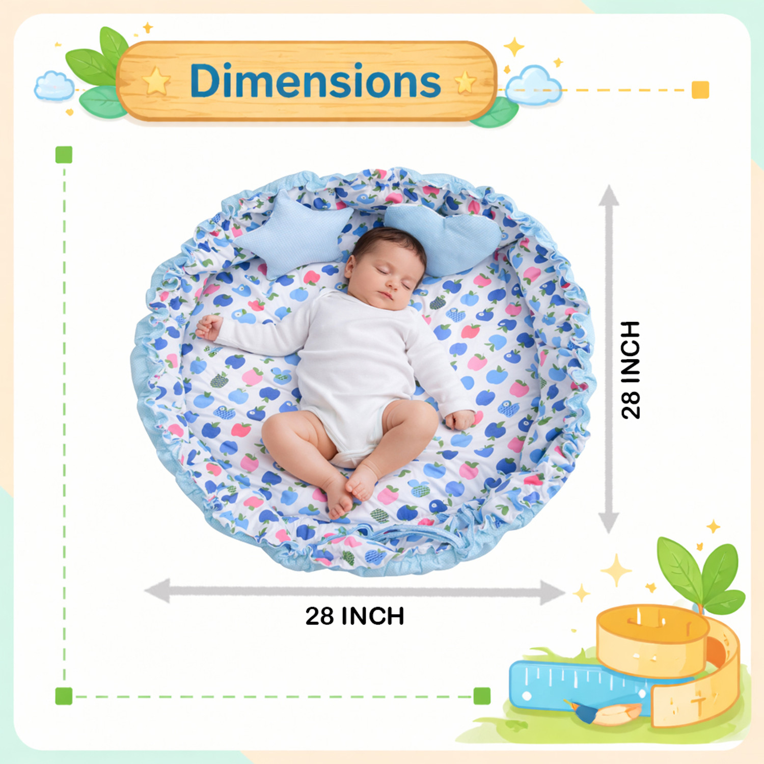 Image of Toddylon New Born Baby Reversible Bed & Daily Essential Items Combo (0-6 Month)
