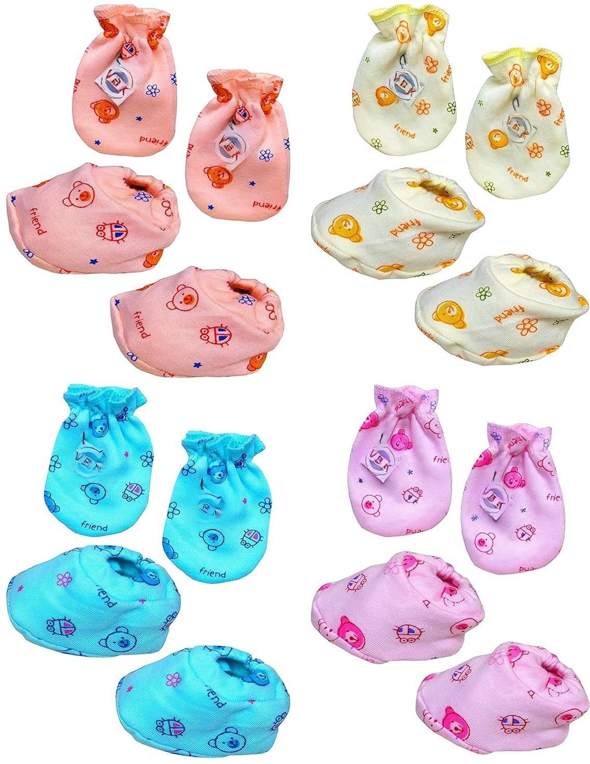 Image of frazix Baby Jhabla 4 Pcs,4pcs Nappy,4set mittens ,Hosiery Soft Quality