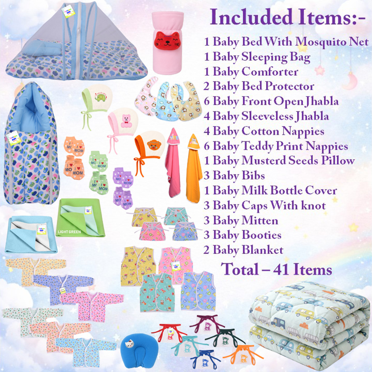 Image of Toddylon New Born Baby 41 Items In 1 Combo Pack (0-6 Month)