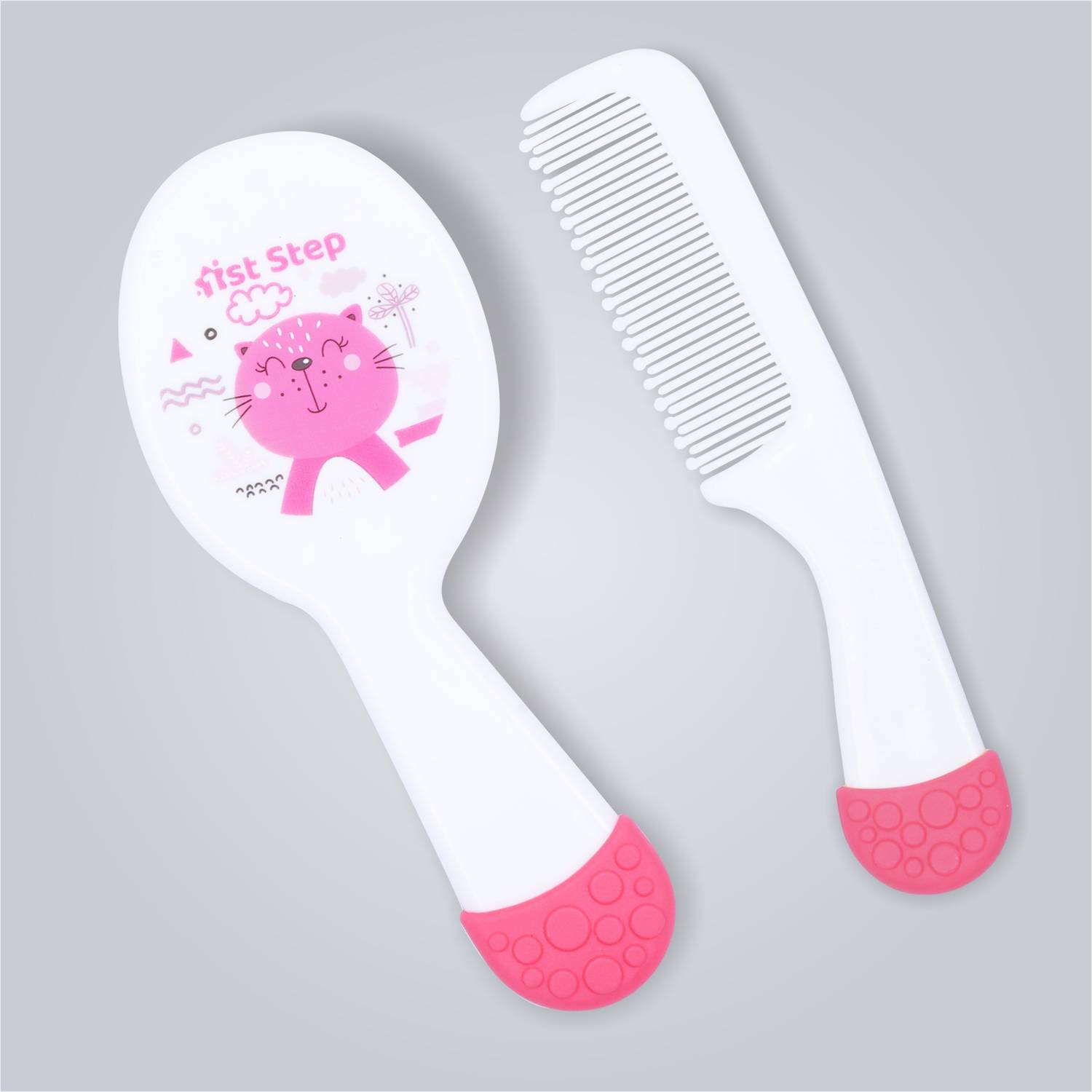 1st Step Matte Collection Easy Grip, Soft & Gentle Comb And Brush Baby Grooming Set