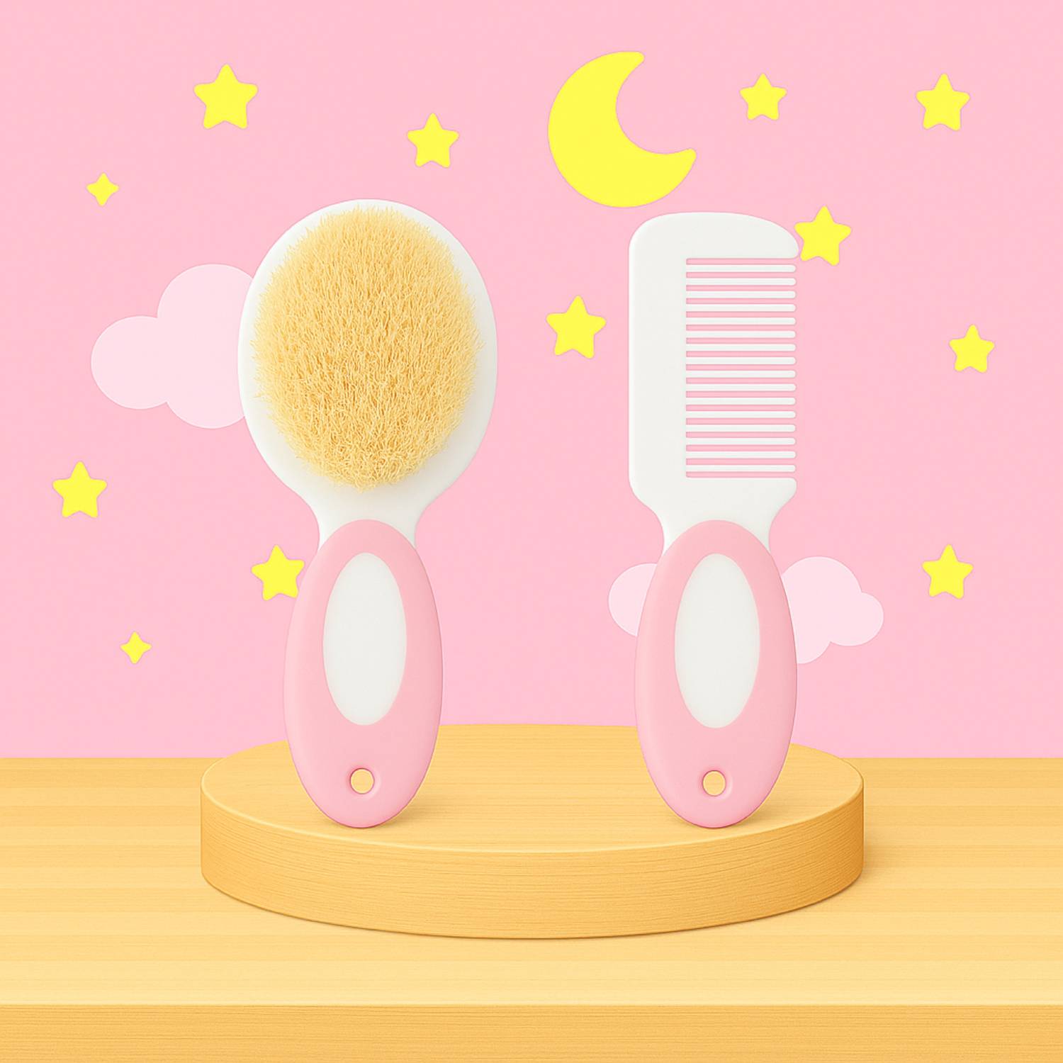 The Cheeky Kidzz Baby Hair Care Comb And Soft Bristles Brush for Newborns and Toddlers BPA Free