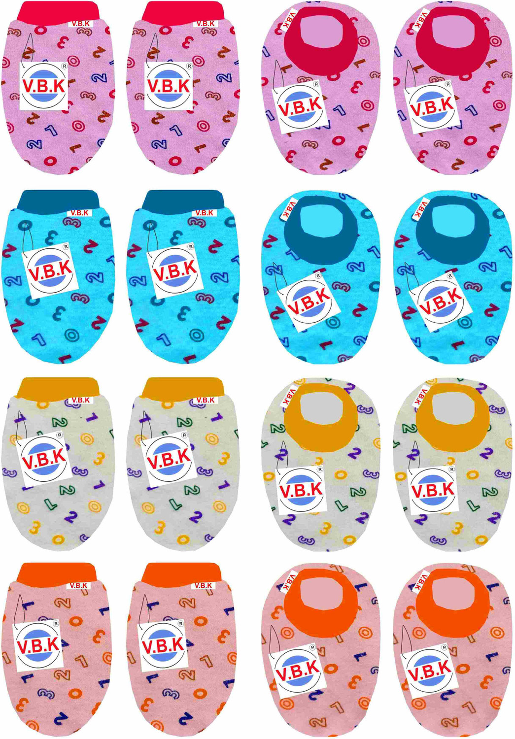 Image of V.B.K Baby Dress Cloth Set With Mitten Booties and Jabla, Hosiery and Cotton,0-6 Month