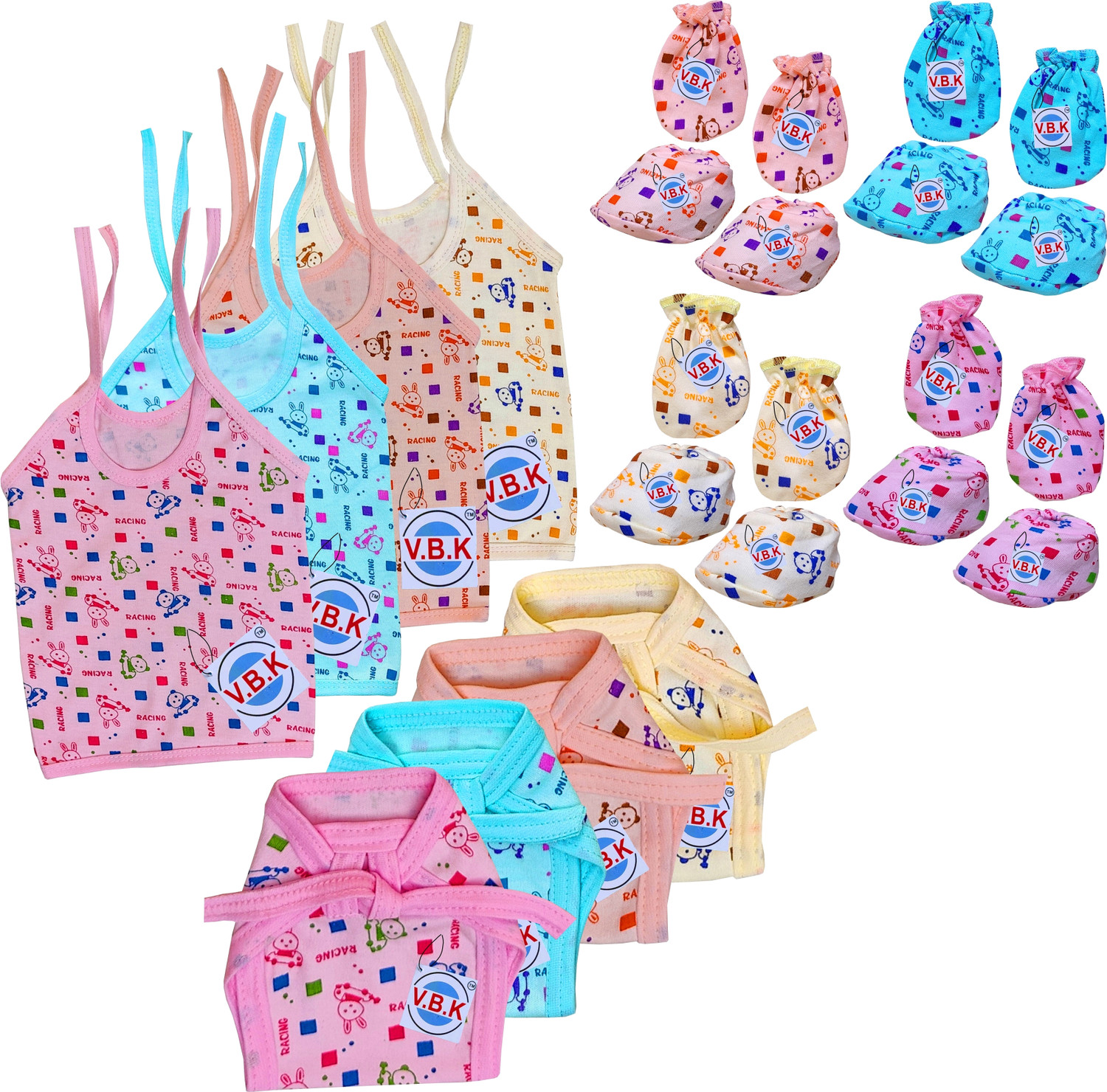 Image of V.B.K Infant Clothing Set With Jabla,Nappy,Mitten and Booties,0-6 Month,Hosiery