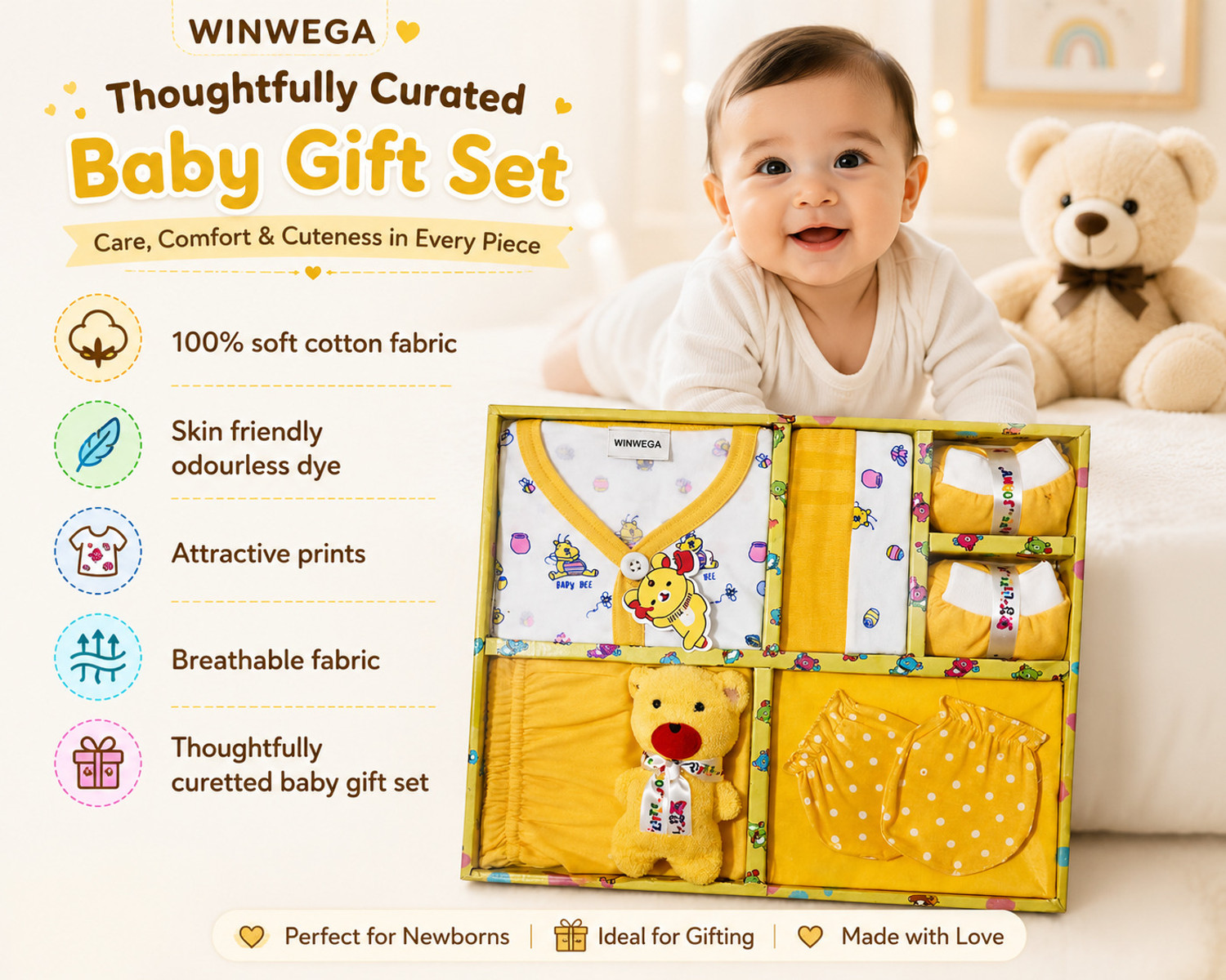 Image of Winwega NewBorn Baby 0 to 3 Month Gift set 7 Pic