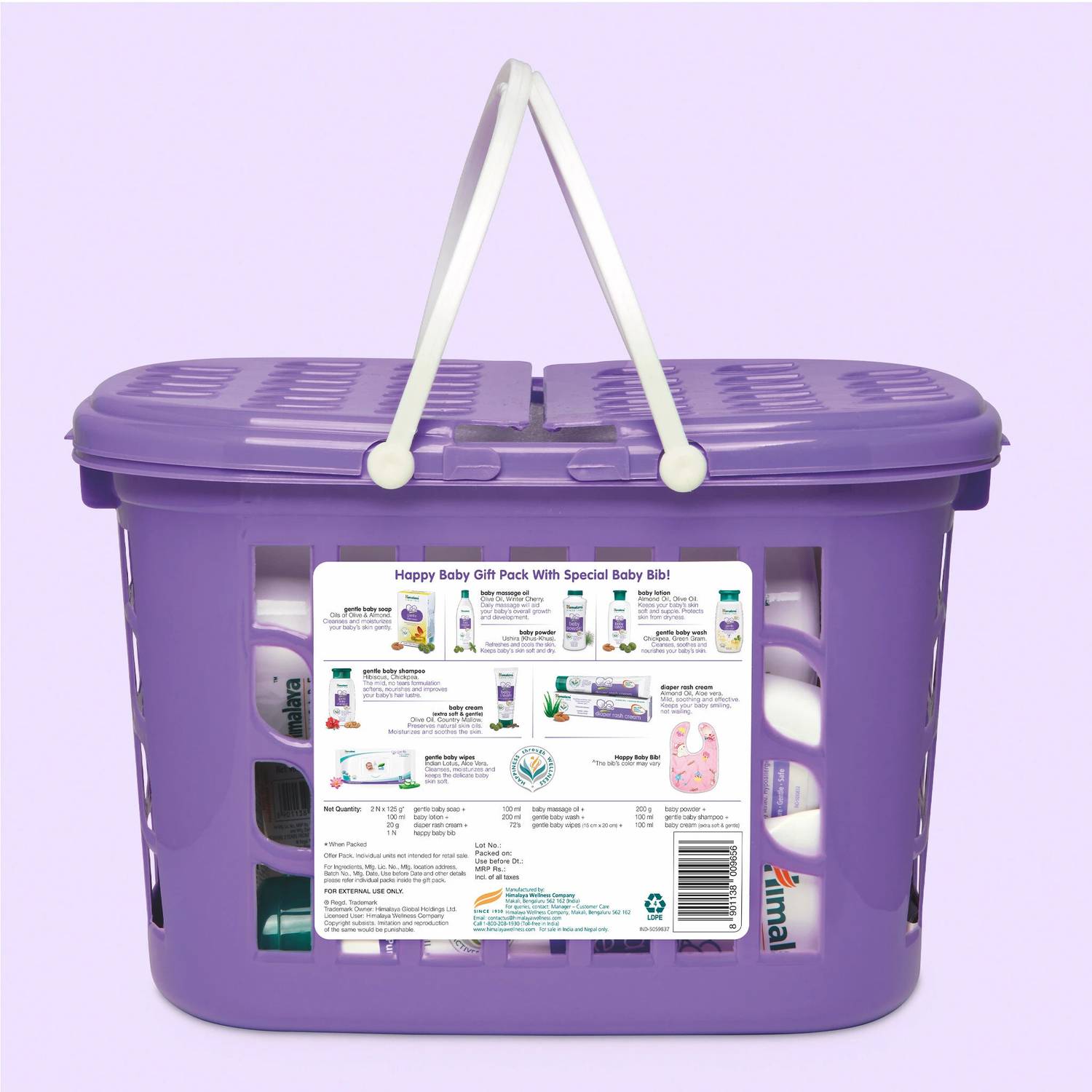 HIMALAYA Happy Baby Gift Pack with Baby Bib (9 in 1) (Purple)