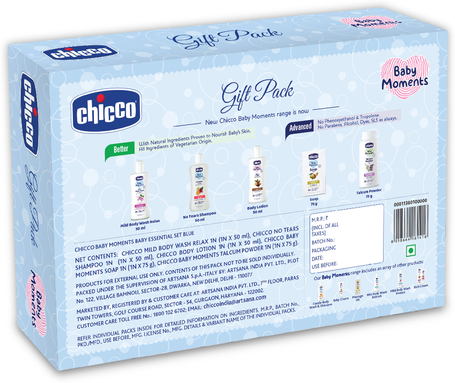 Image of Chicco Baby Moments Essential Blue Gift Set (Blue)