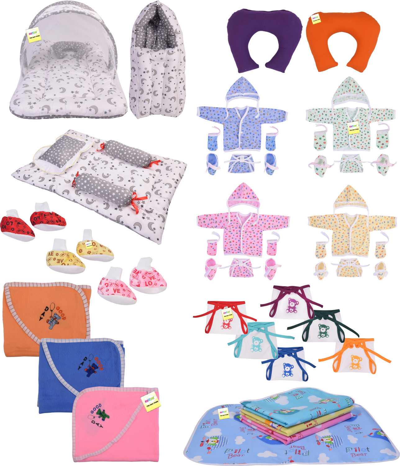 Image of Kwitchy Baby Products All New Born Daily Needs Items Combo (Multicolor, 0-6 Months)