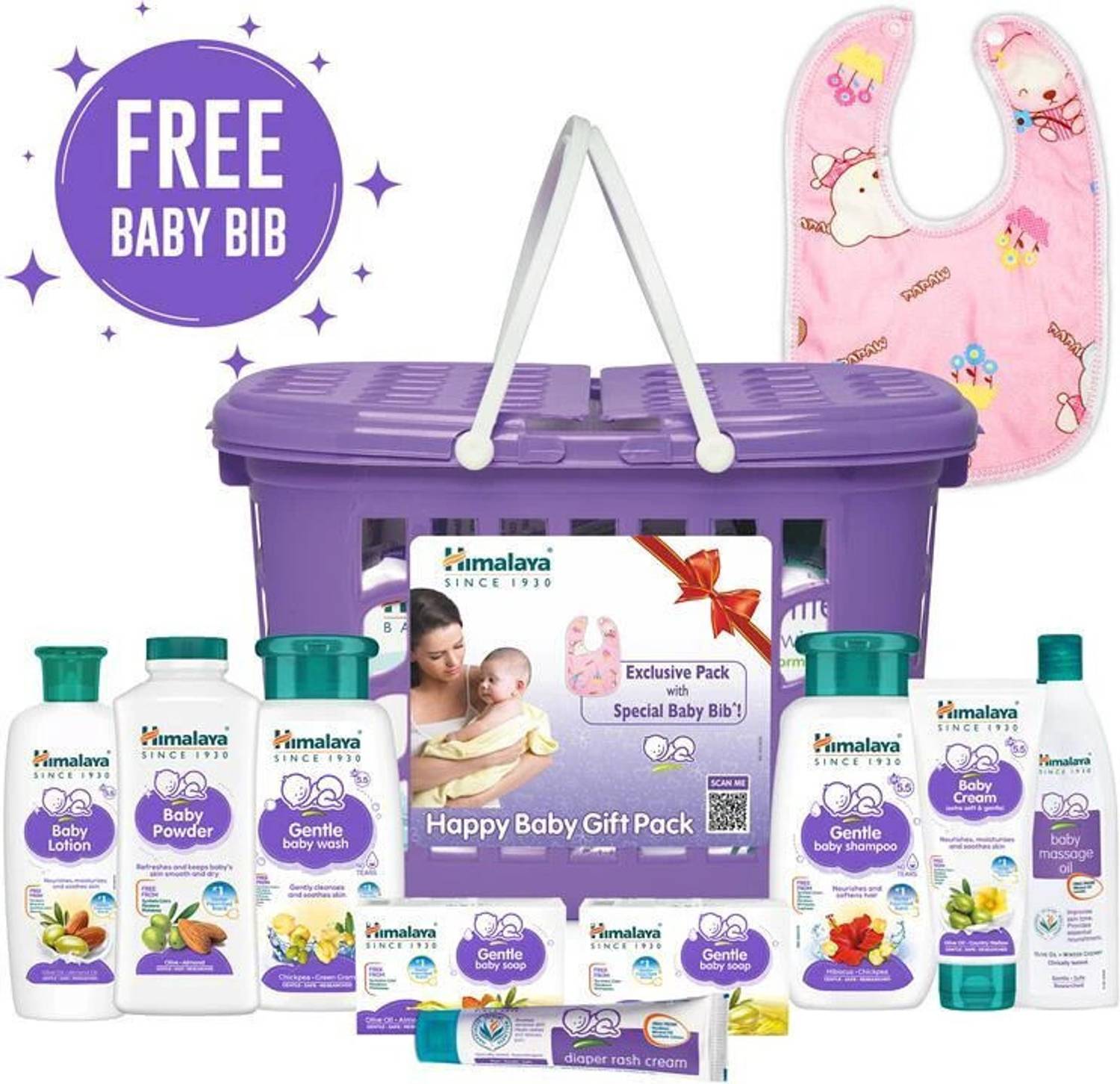 Himalaya Happy Baby Gift Pack with Baby Bib (9 in 1) - Image 1